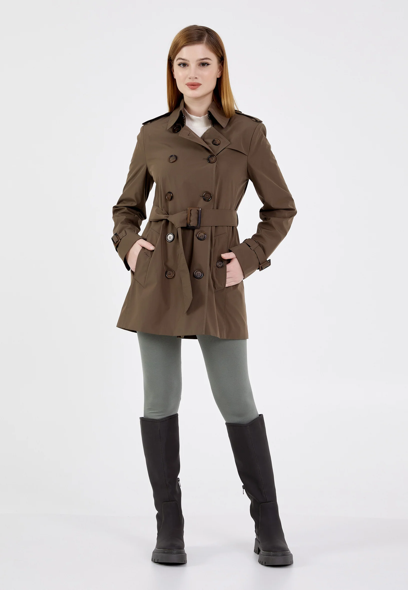 Polyester Solid Color Regular Coat grm0363 - Image 8