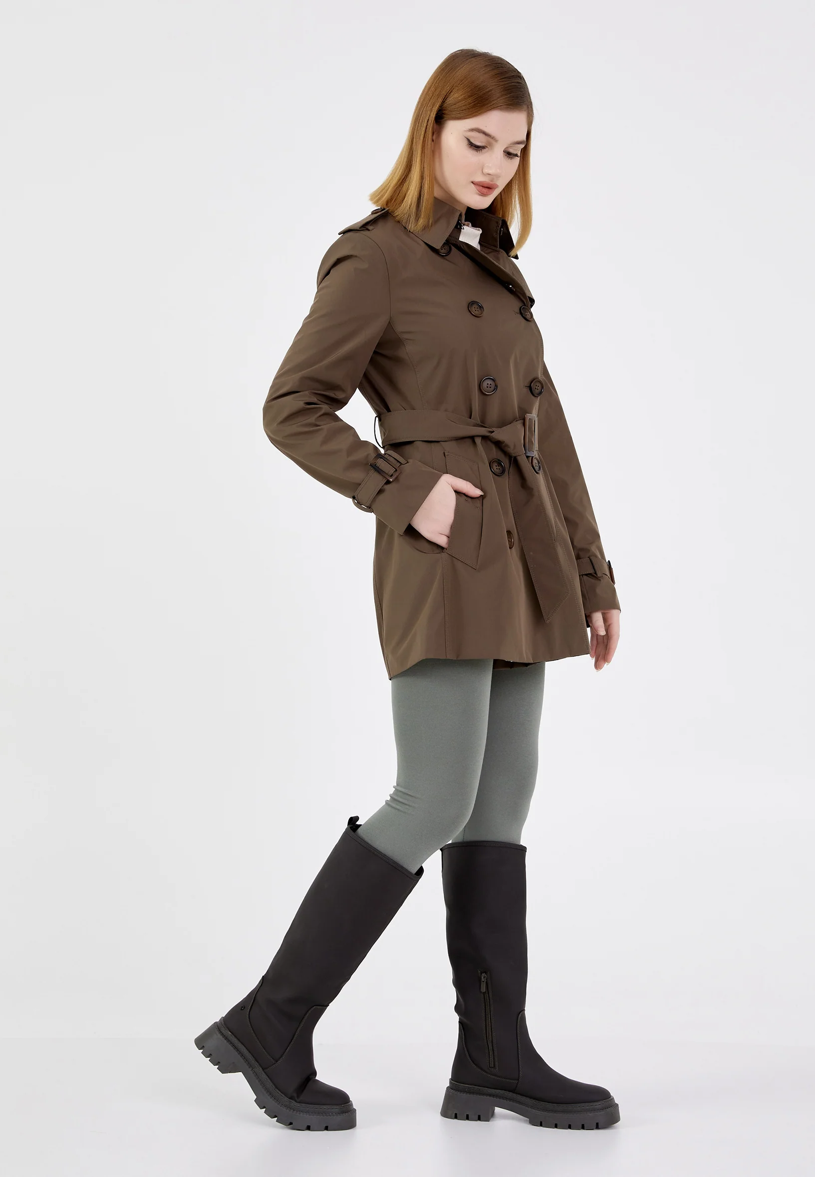 Polyester Solid Color Regular Coat grm0363 - Image 9