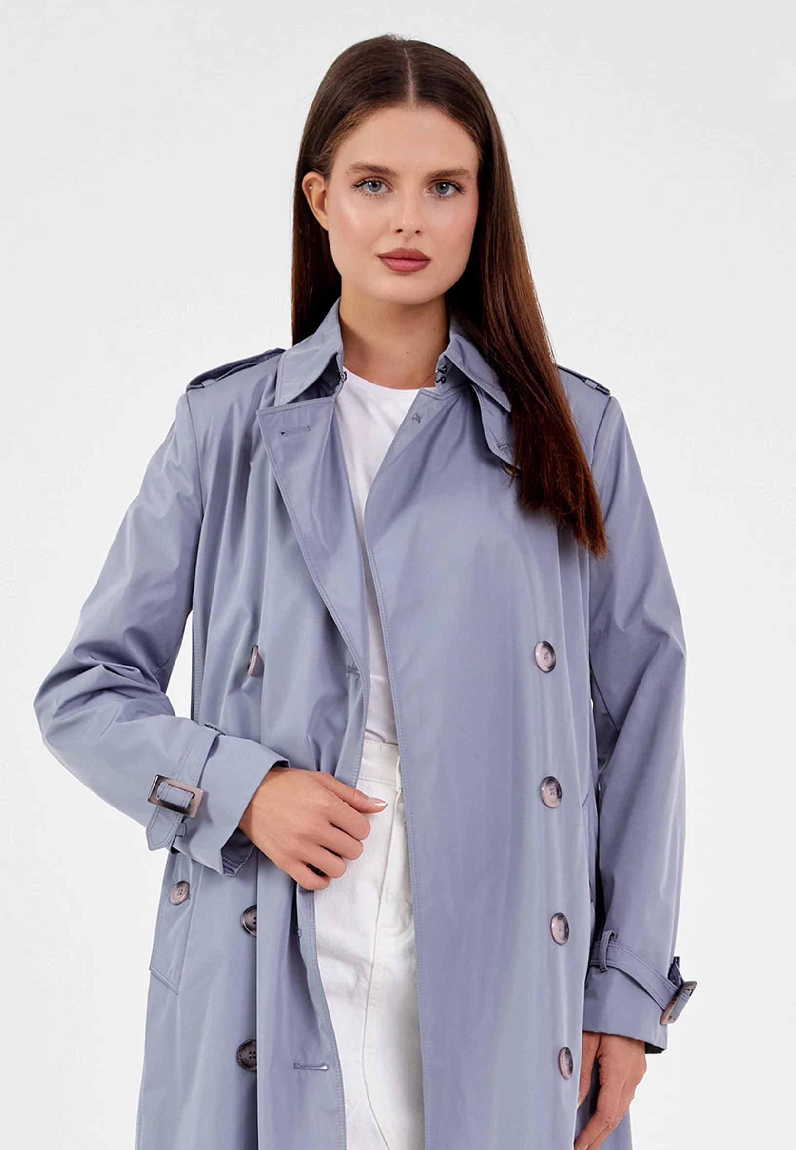 Polyester Solid Color Regular Coat grm0364 - Image 12