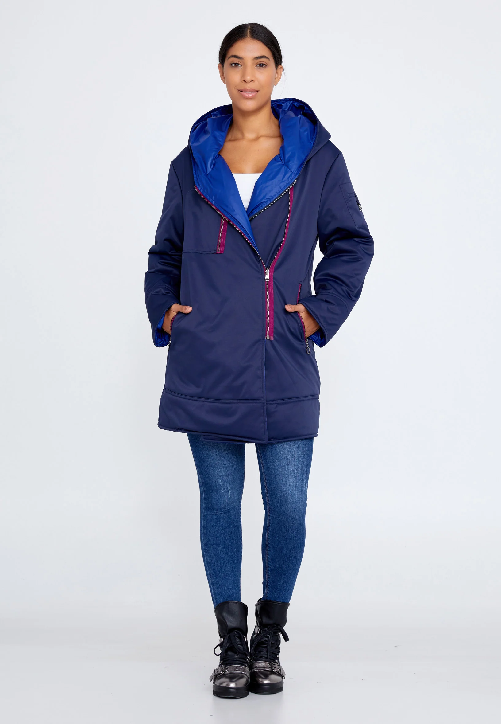 Polyester Solid Color Regular Coat huk6309