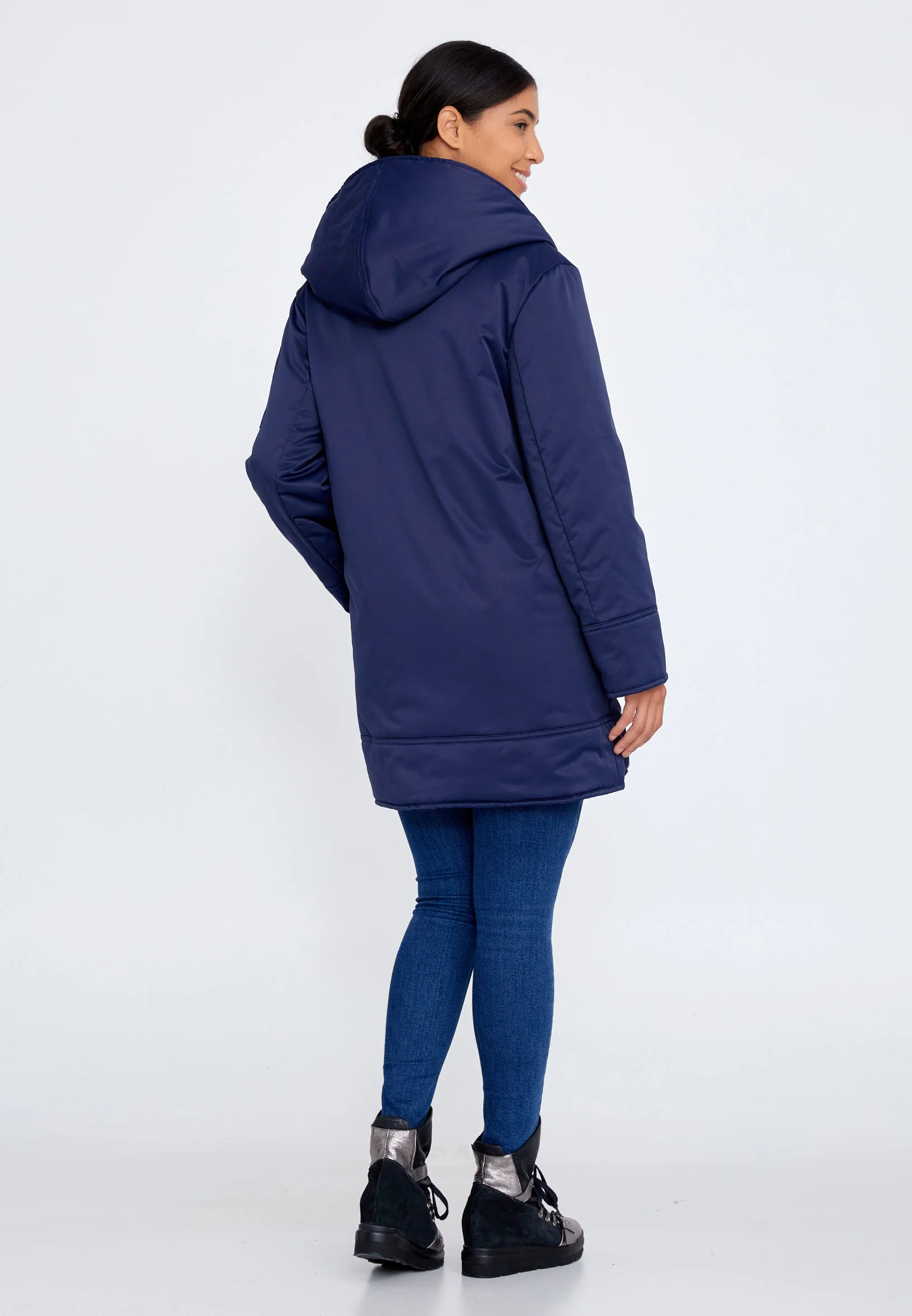 Polyester Solid Color Regular Coat huk6309 - Image 2