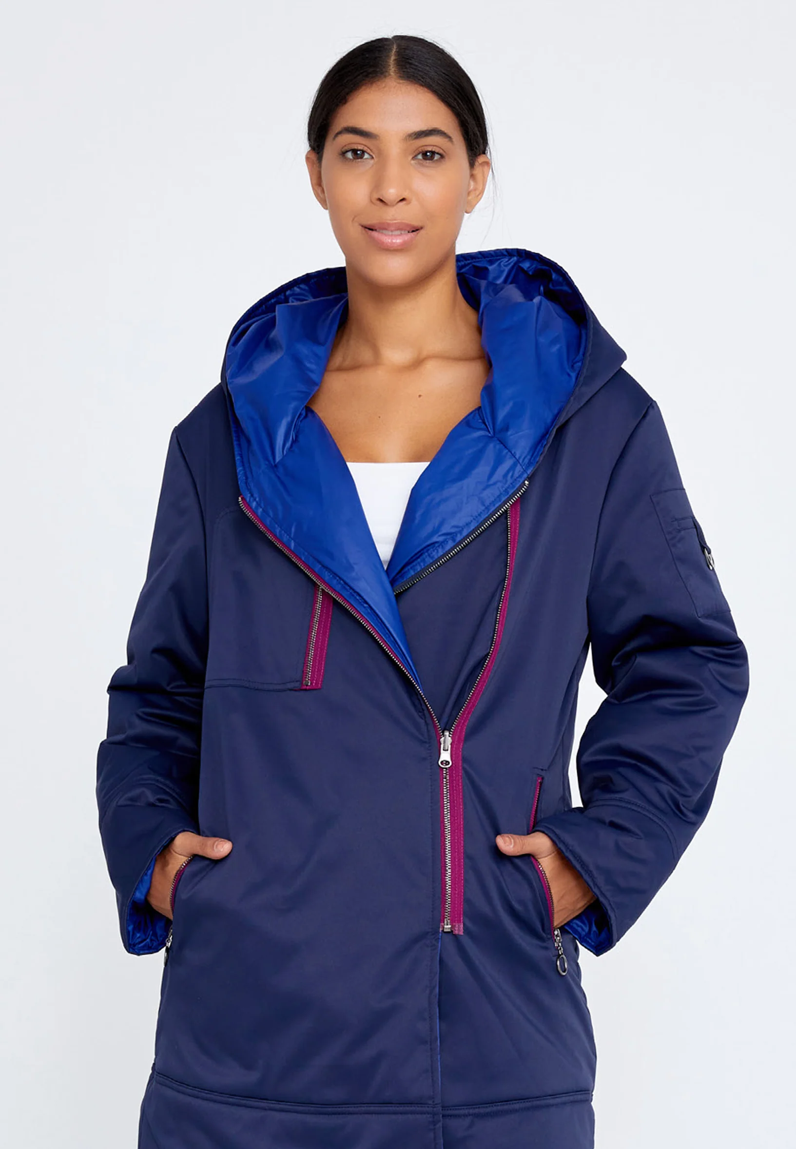 Polyester Solid Color Regular Coat huk6309 - Image 4