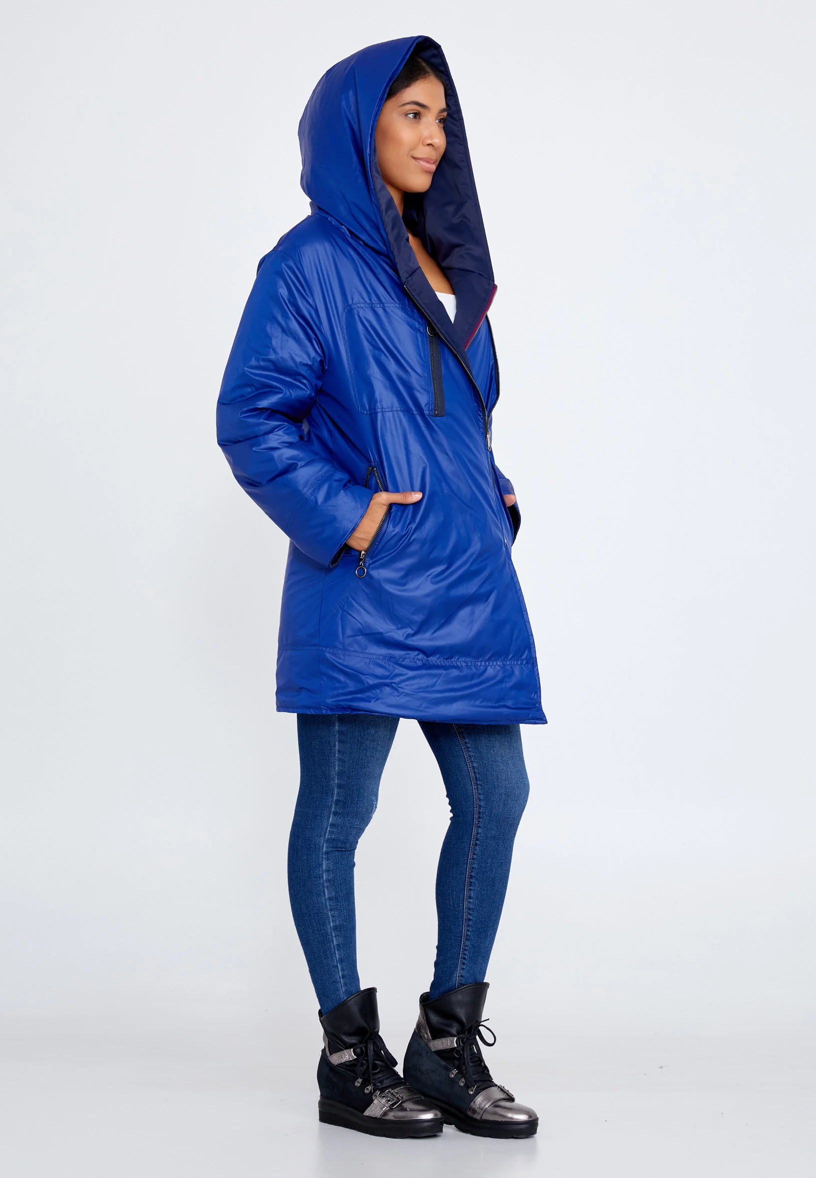 Polyester Solid Color Regular Coat huk6309 - Image 5