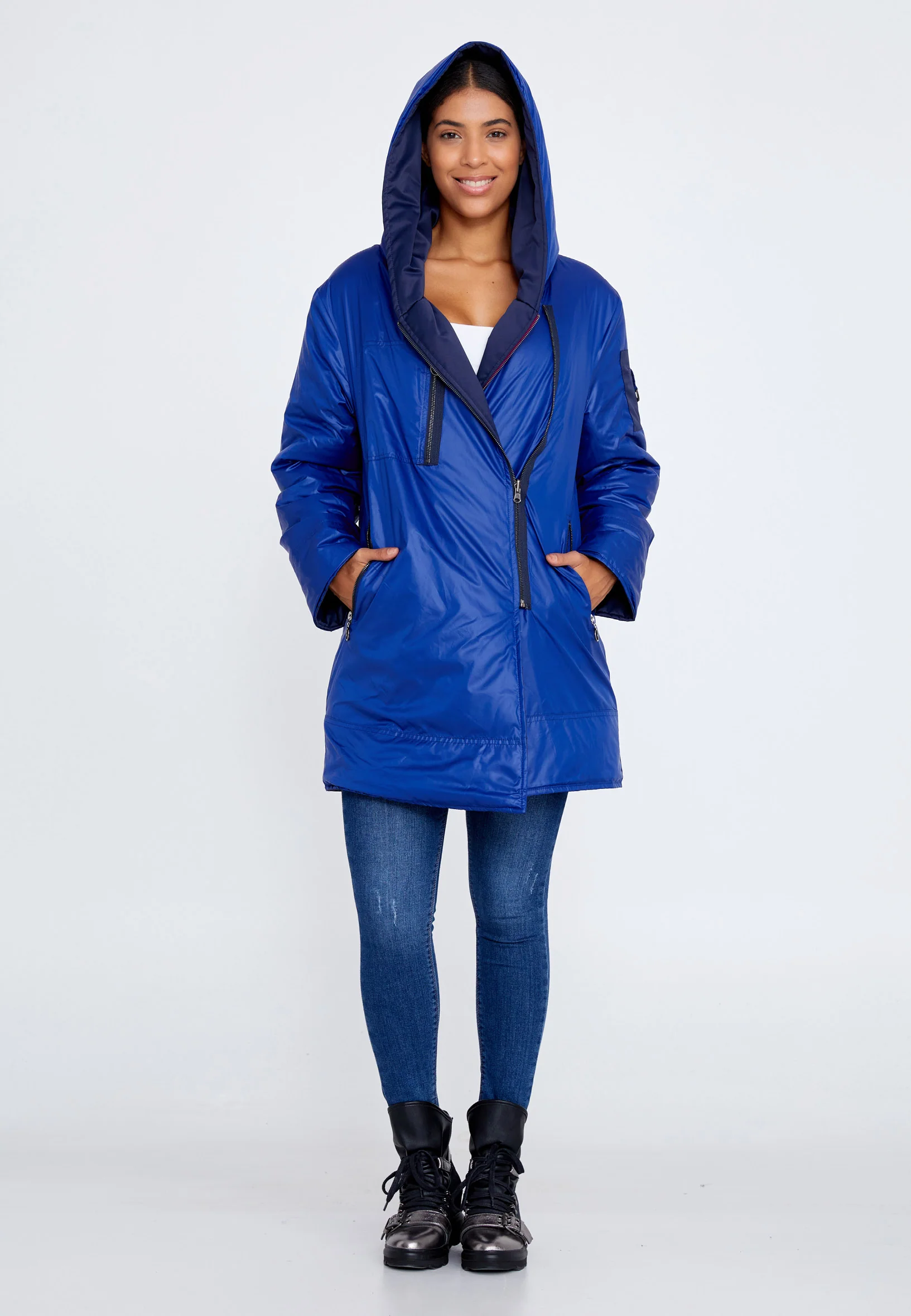 Polyester Solid Color Regular Coat huk6309 - Image 6