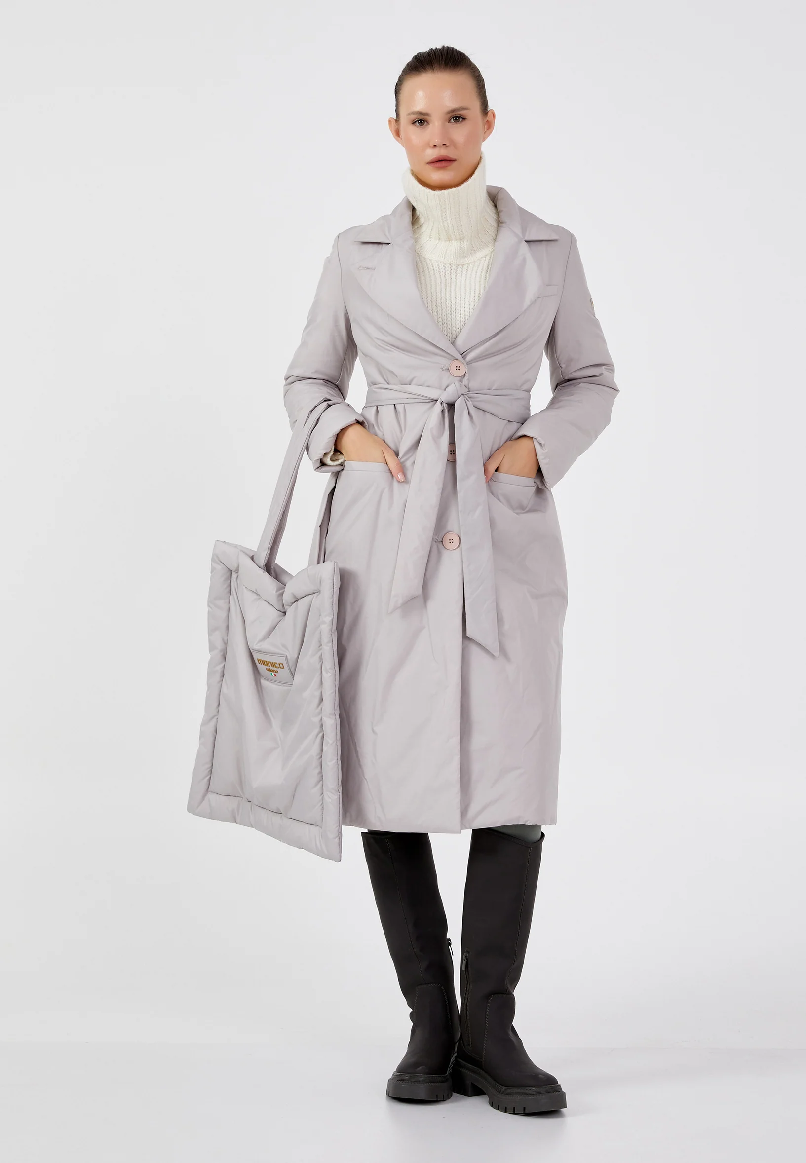 Polyester Solid Color Regular Coat mml0448 - Image 2