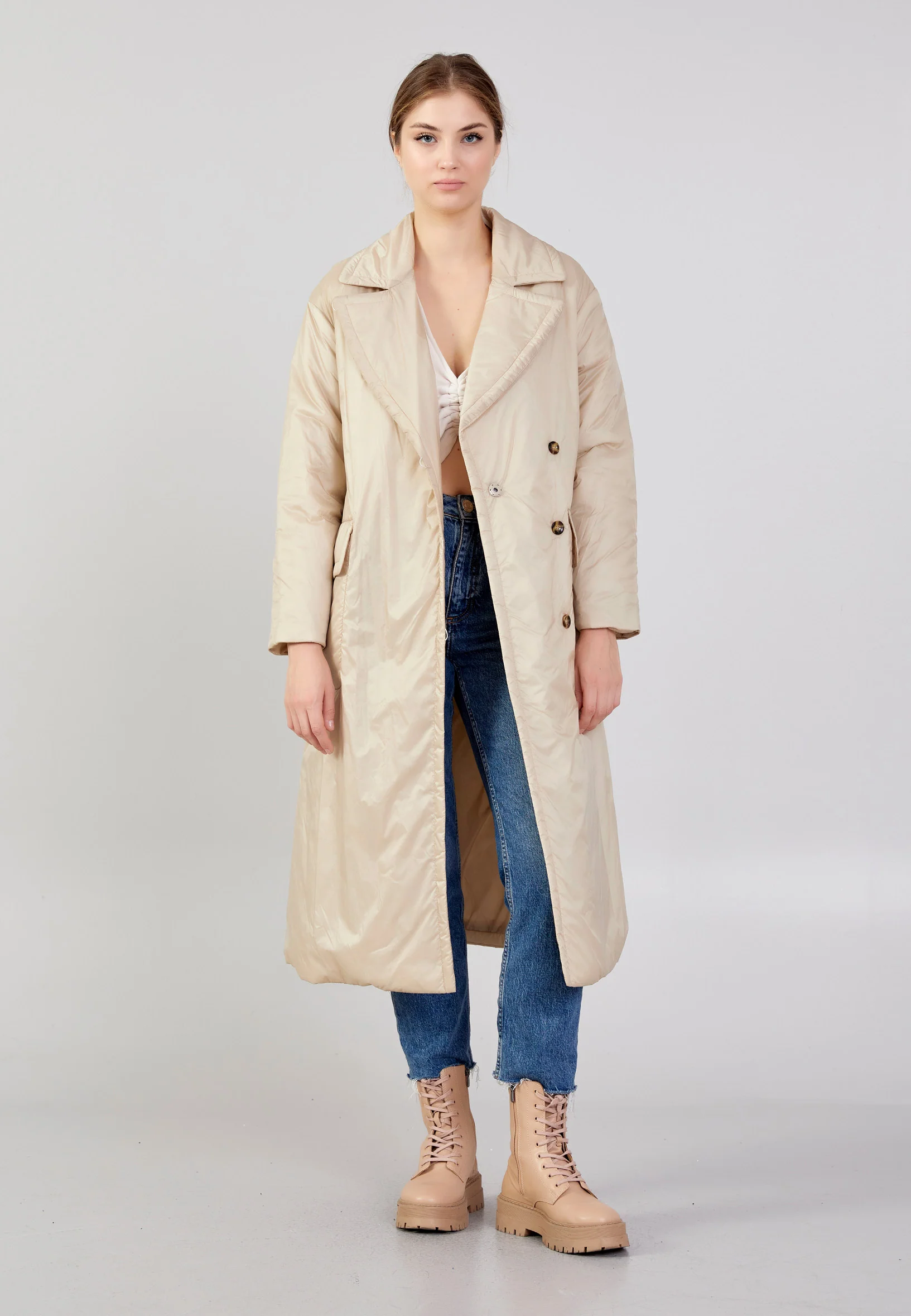 Polyester Solid Color Regular Coat mml0455 - Image 2