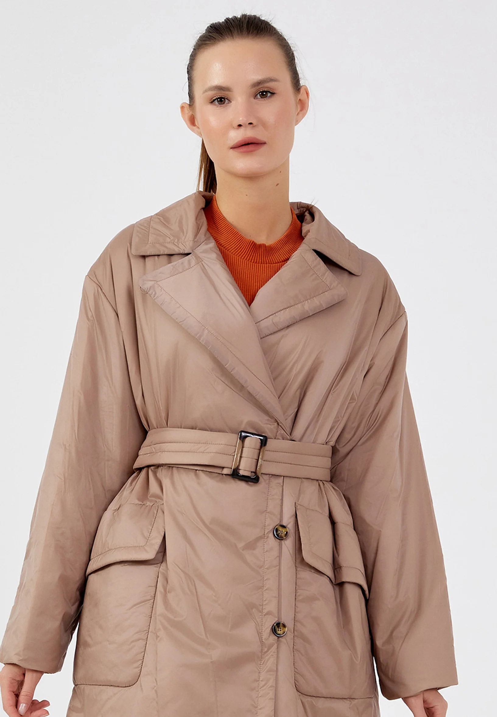 Polyester Solid Color Regular Coat mml0455 - Image 25