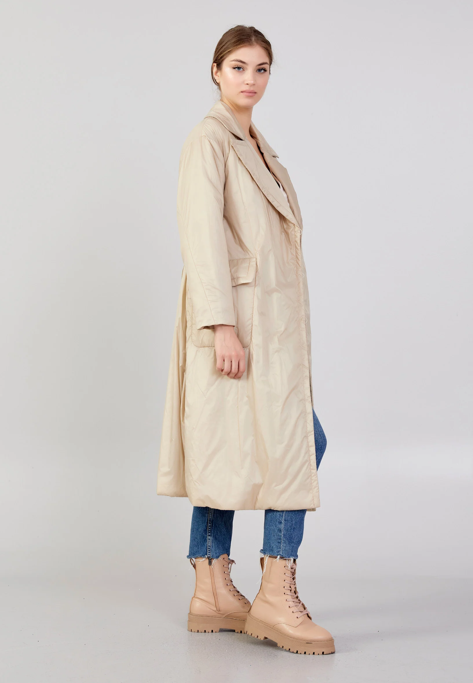 Polyester Solid Color Regular Coat mml0455 - Image 3