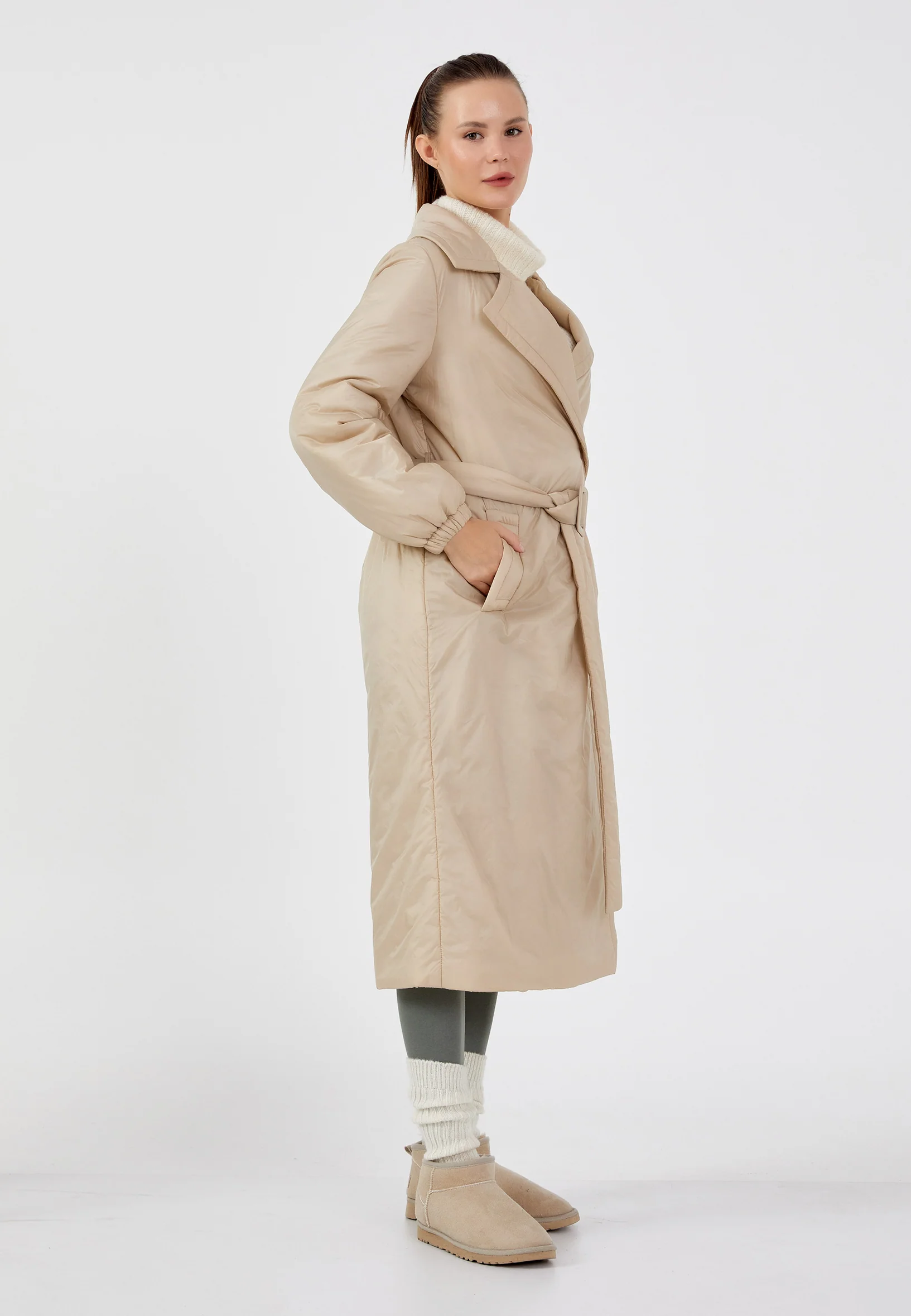 Polyester Solid Color Regular Coat mml0456 - Image 3