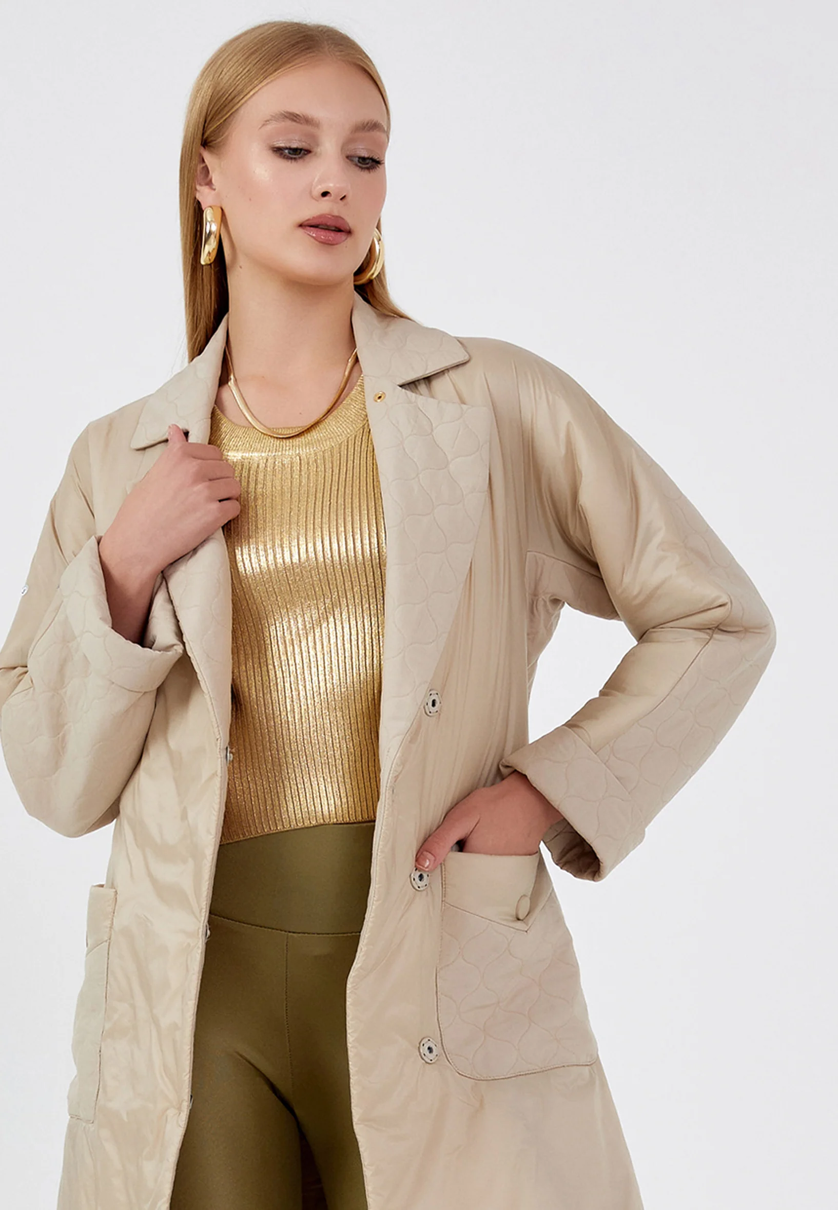 Polyester Solid Color Regular Coat mml0476
