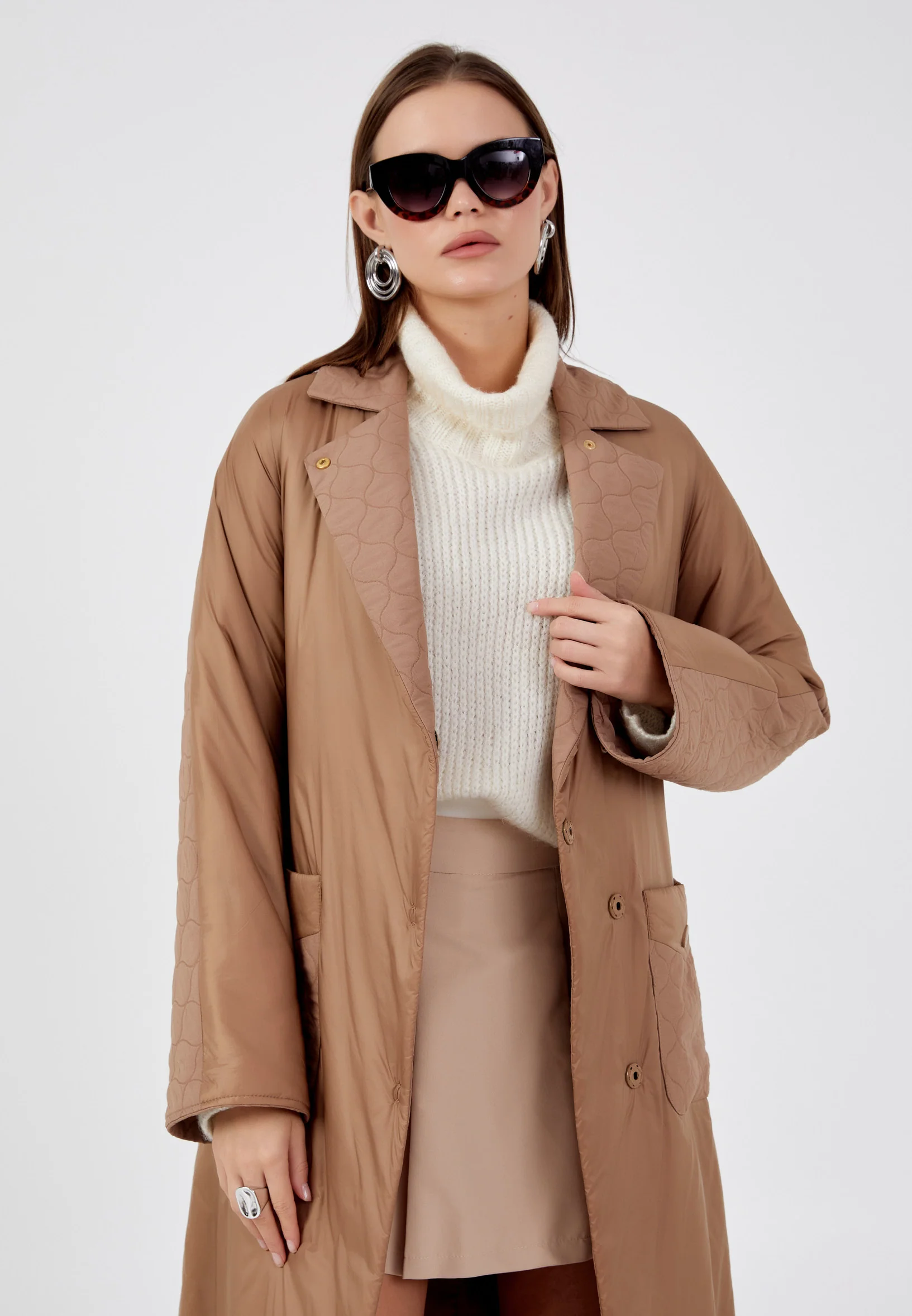 Polyester Solid Color Regular Coat mml0476 - Image 11