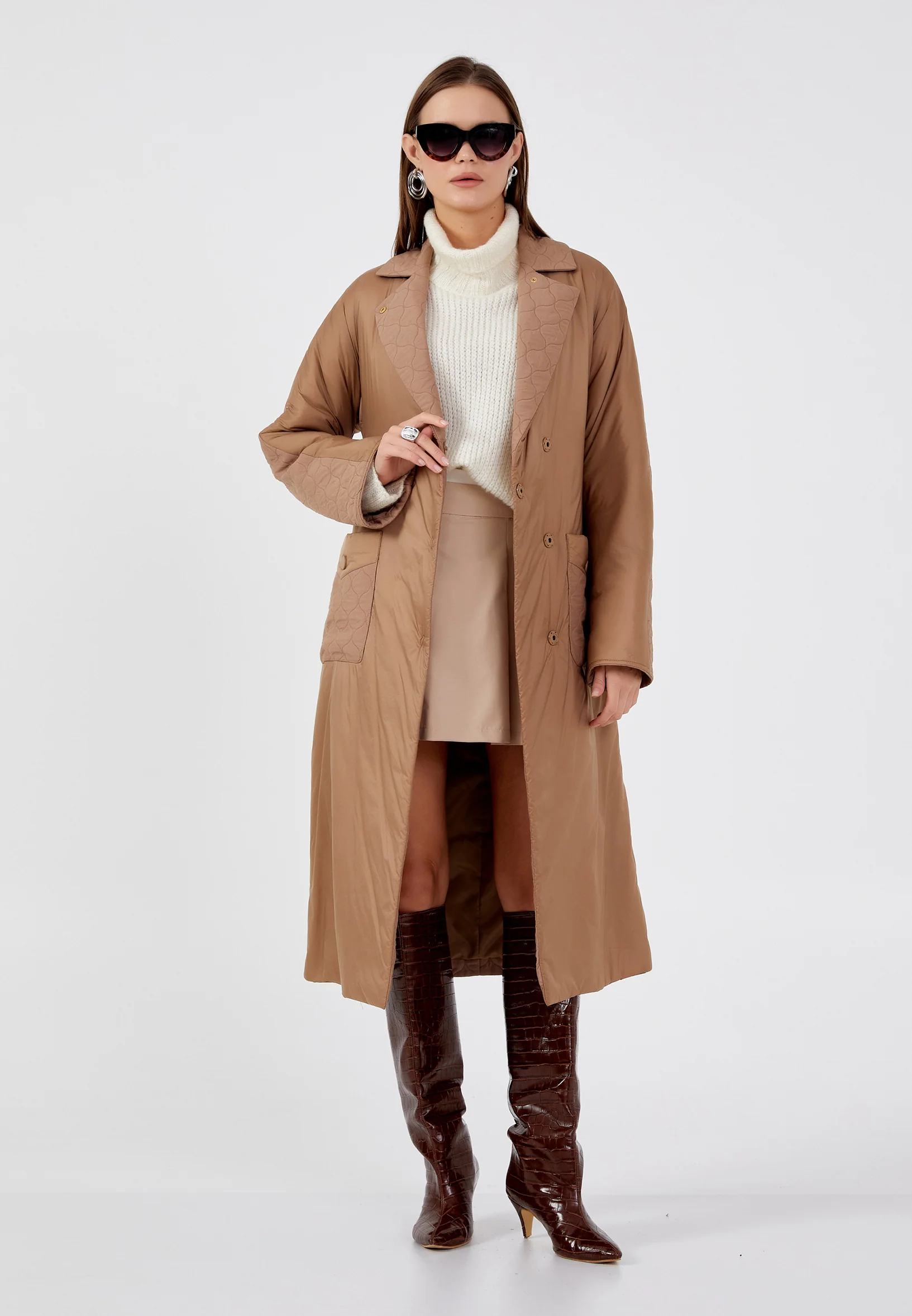 Polyester Solid Color Regular Coat mml0476 - Image 12