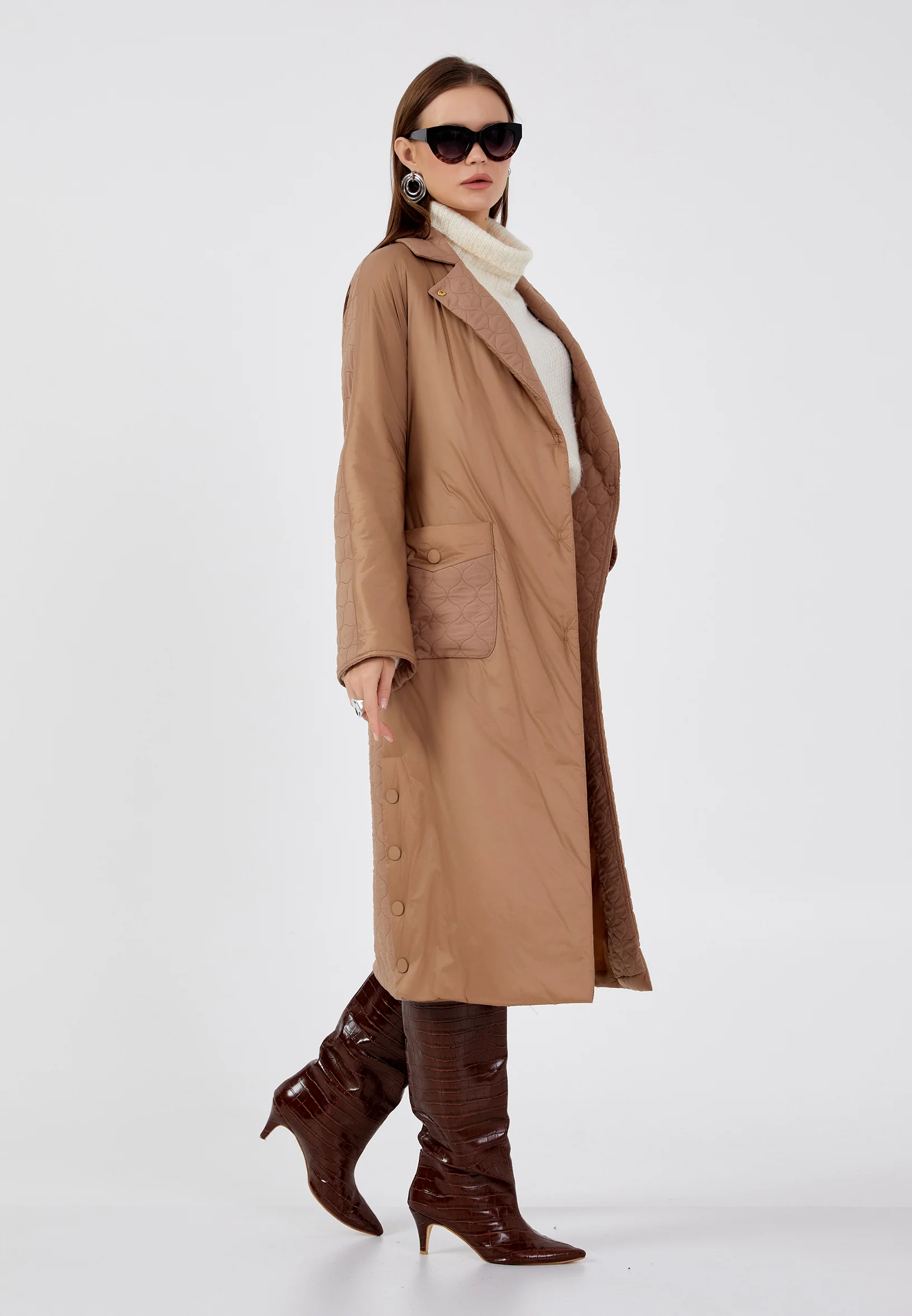 Polyester Solid Color Regular Coat mml0476 - Image 14