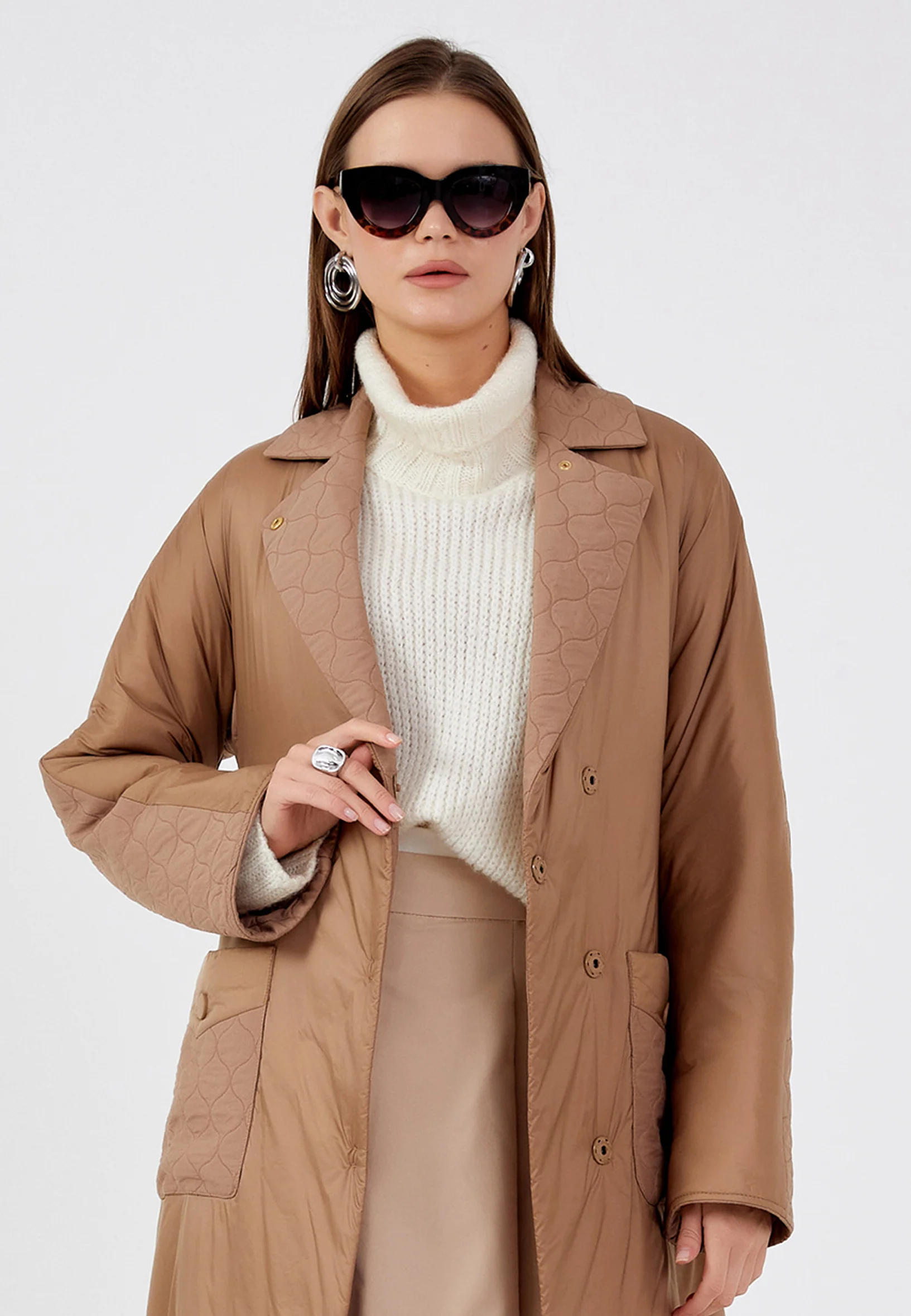 Polyester Solid Color Regular Coat mml0476 - Image 16