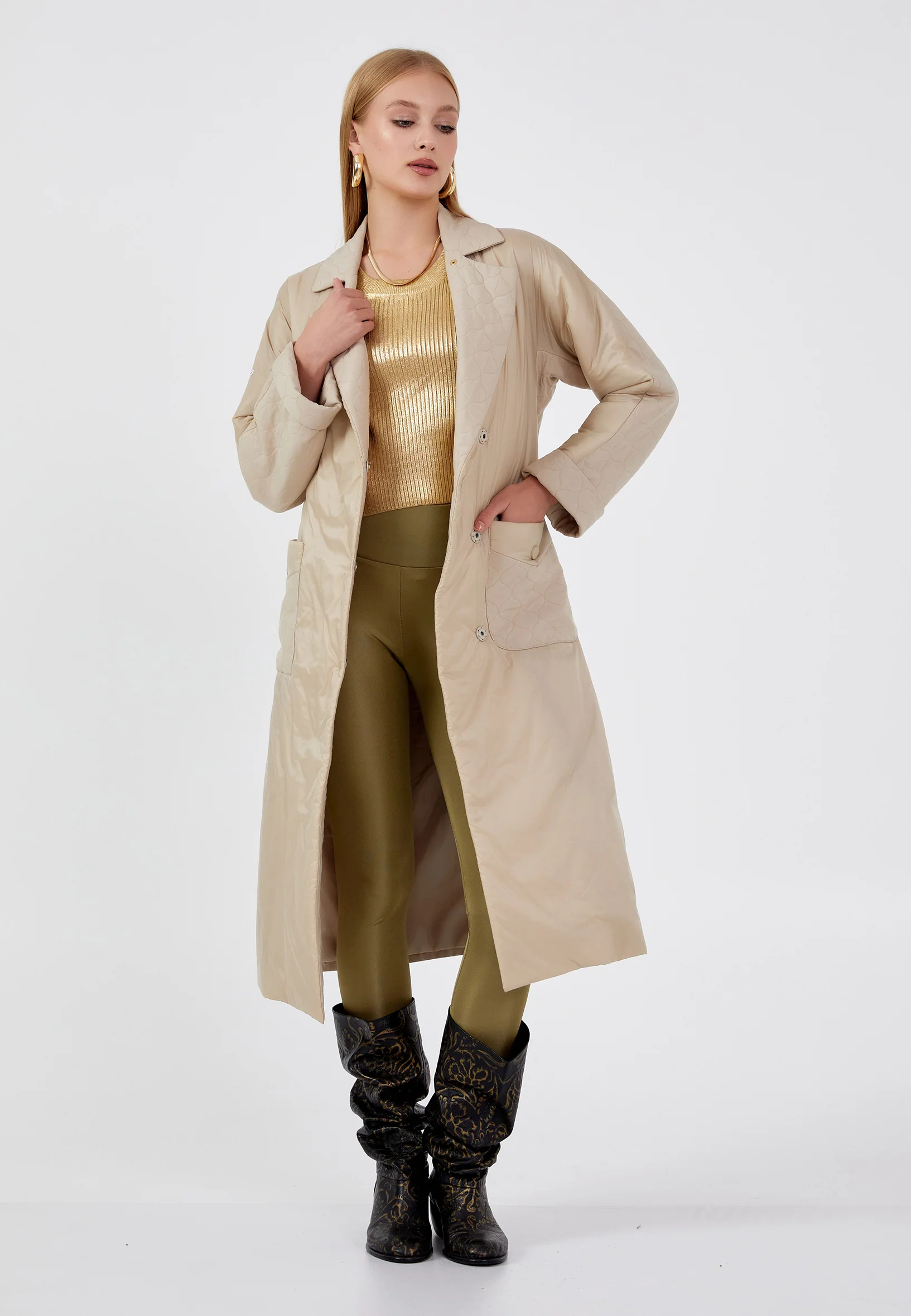Polyester Solid Color Regular Coat mml0476 - Image 2
