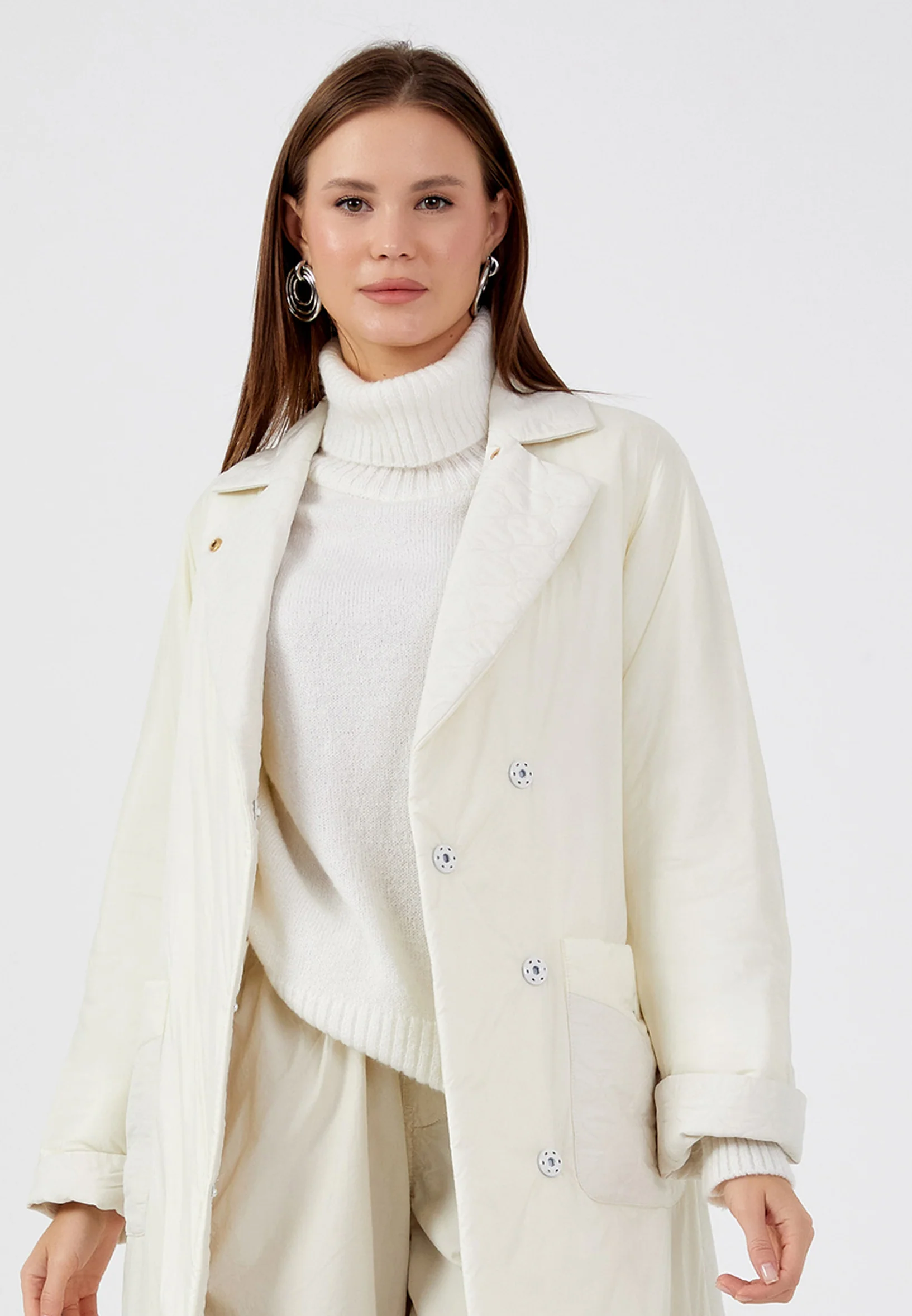 Polyester Solid Color Regular Coat mml0476 - Image 5