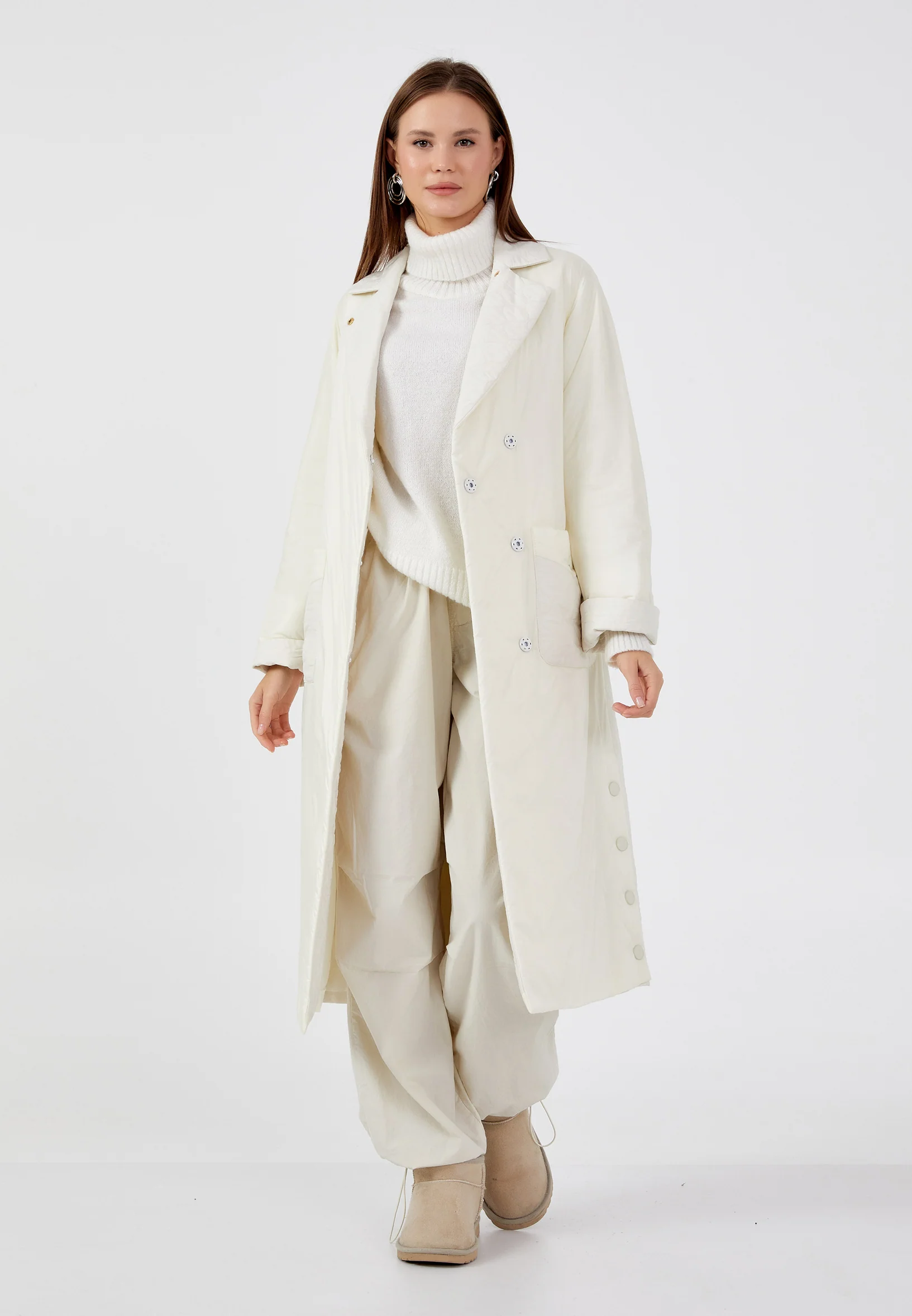 Polyester Solid Color Regular Coat mml0476 - Image 6