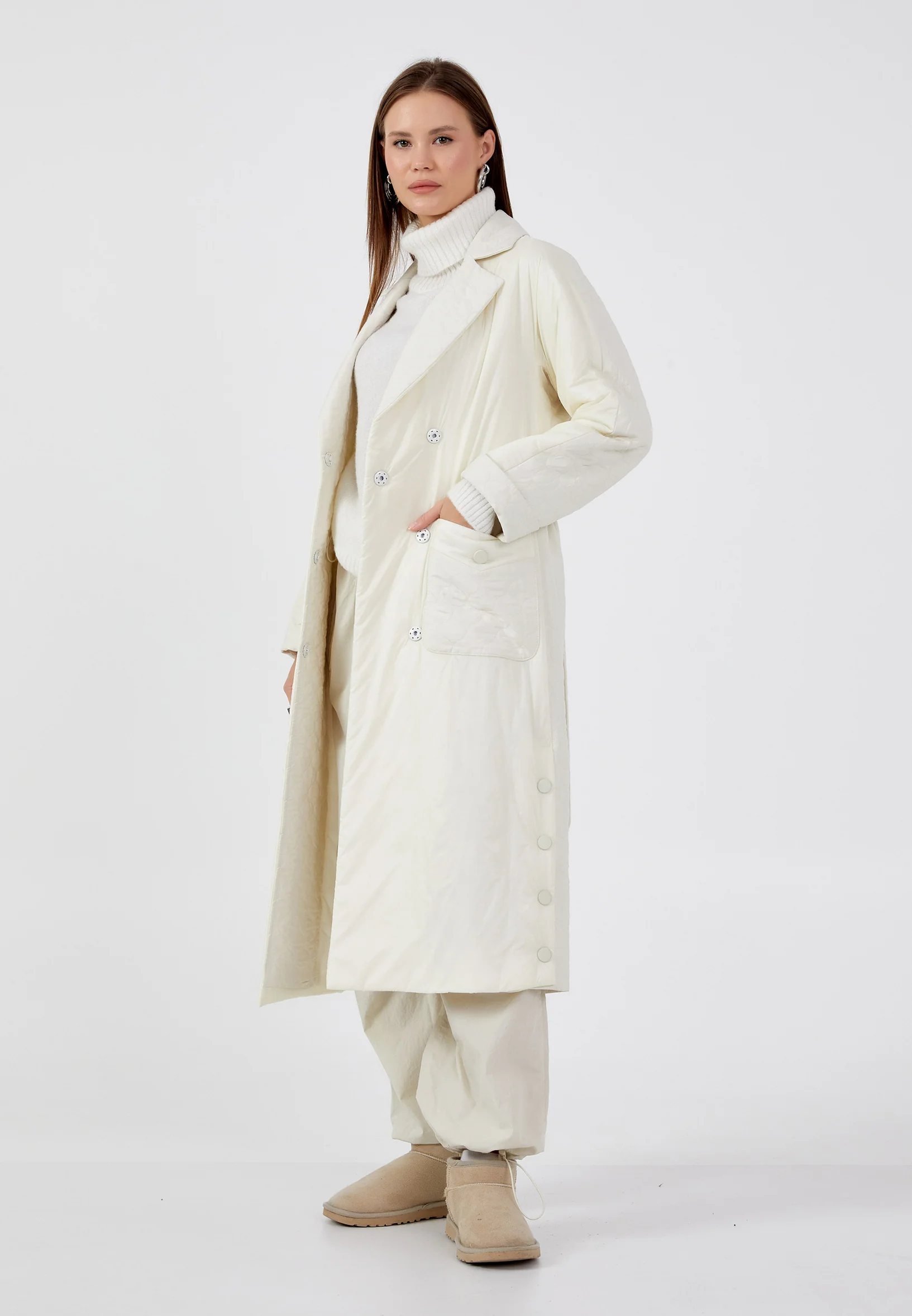 Polyester Solid Color Regular Coat mml0476 - Image 7