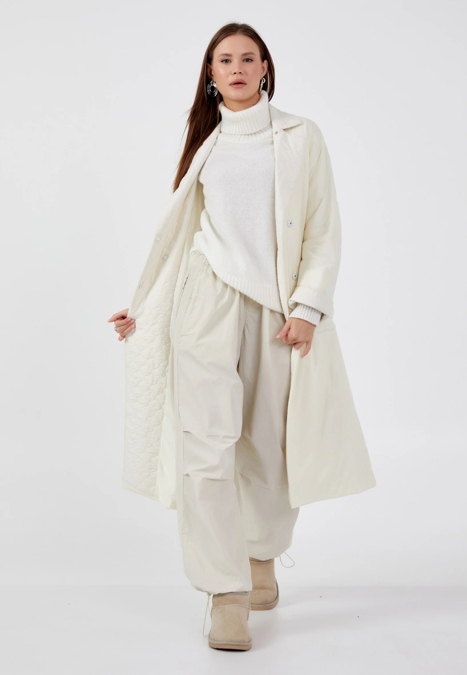Polyester Solid Color Regular Coat mml0476 - Image 9