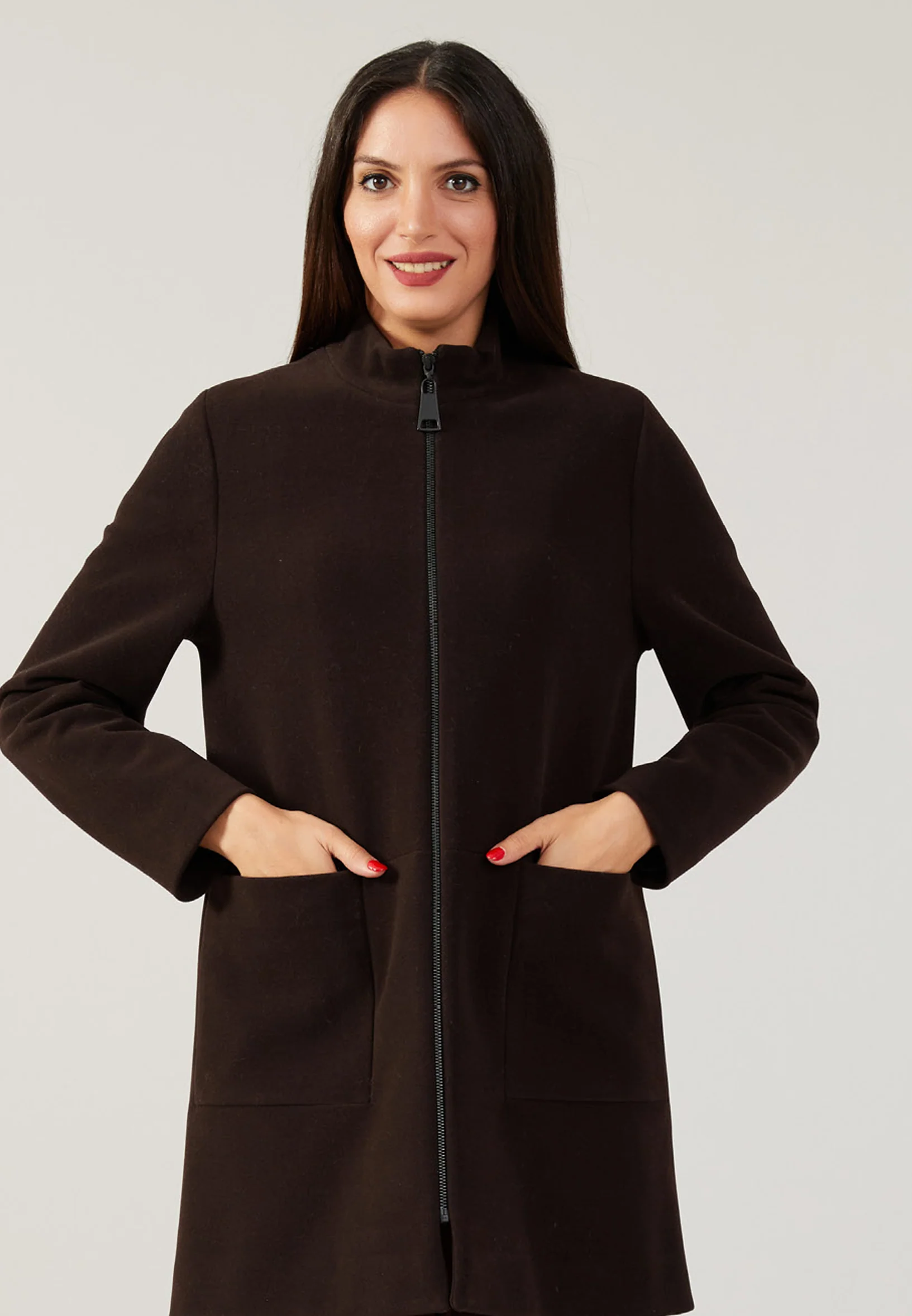 Polyester Solid Color Regular Coat qml6550