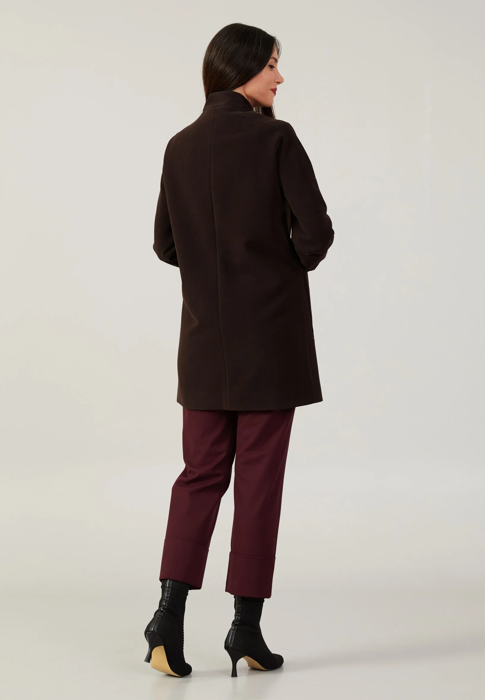 Polyester Solid Color Regular Coat qml6550 - Image 4