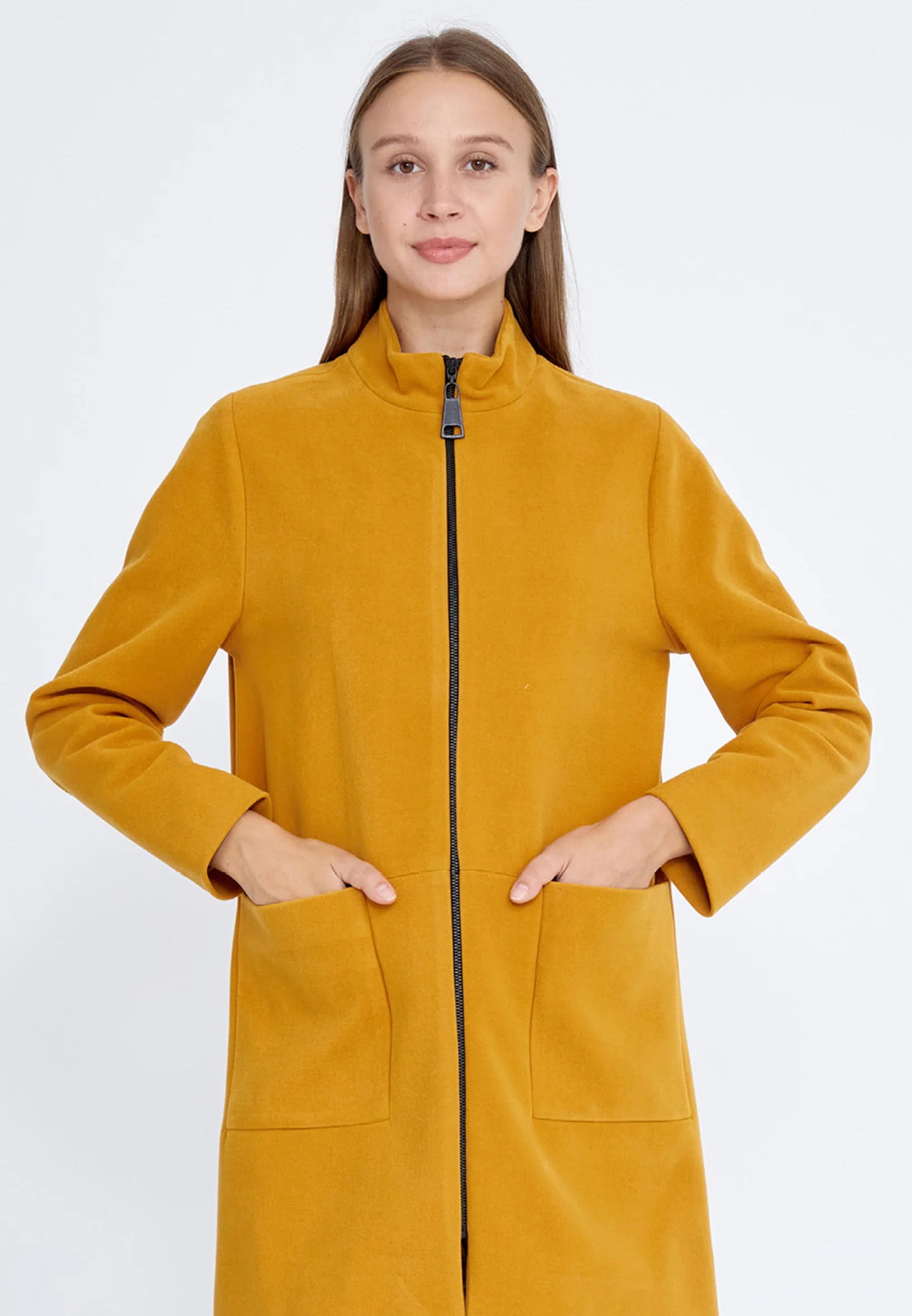 Polyester Solid Color Regular Coat qml6550 - Image 5