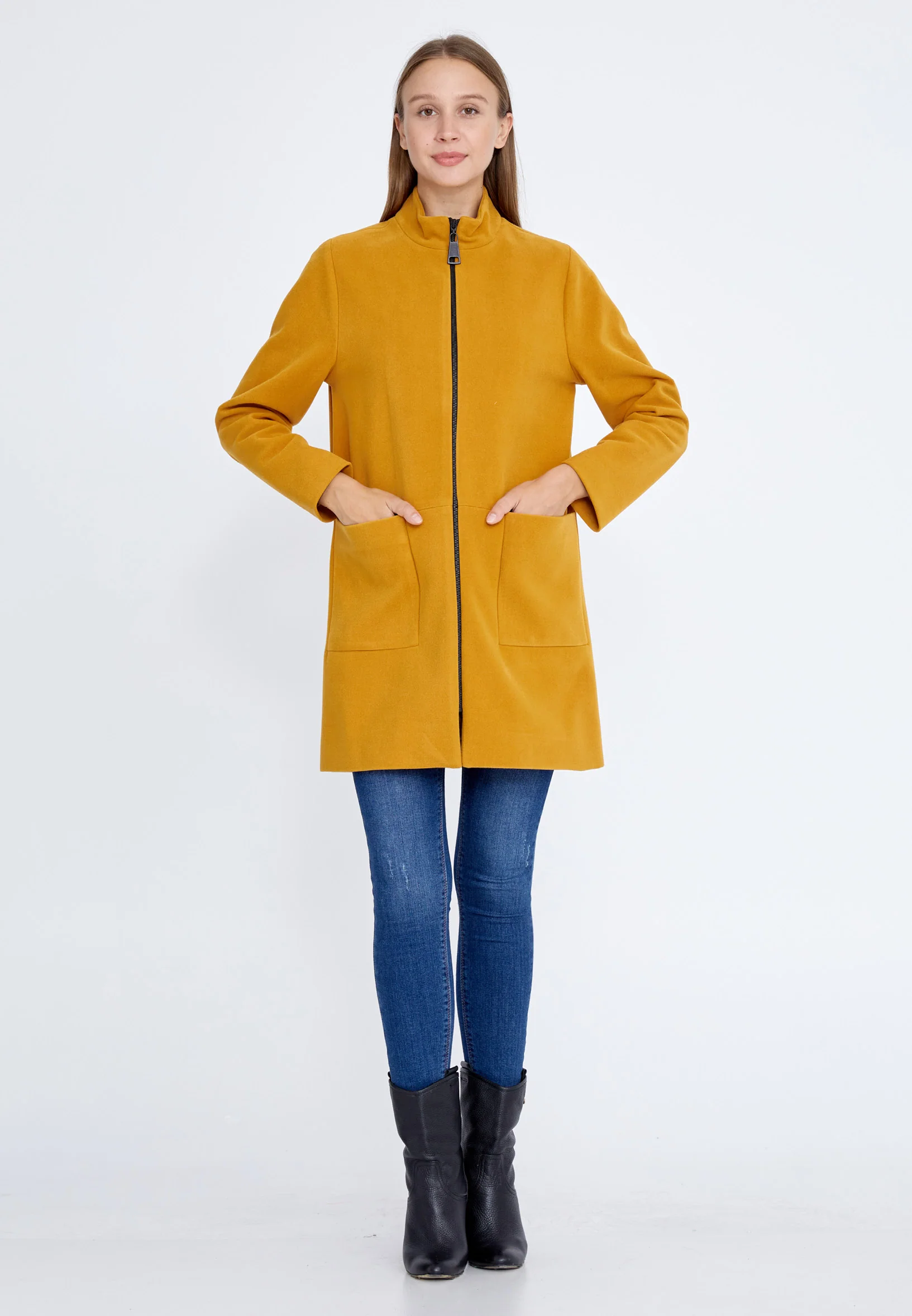 Polyester Solid Color Regular Coat qml6550 - Image 6