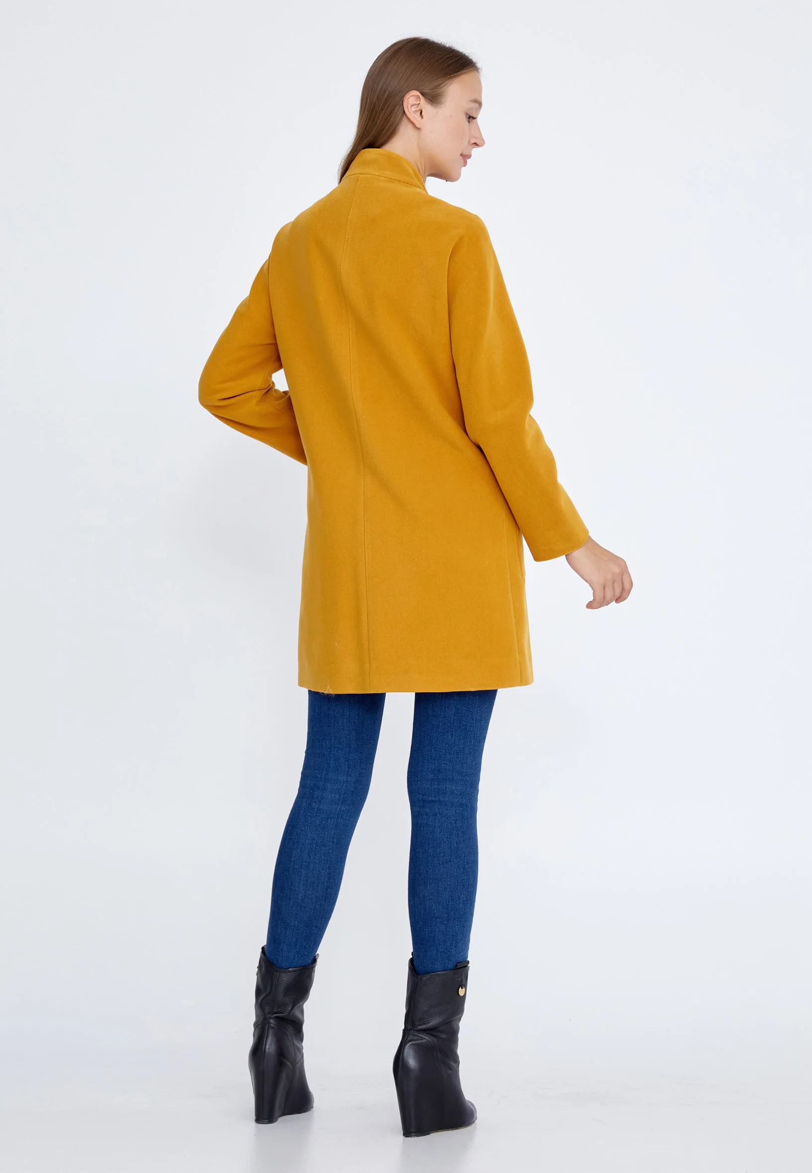 Polyester Solid Color Regular Coat qml6550 - Image 8