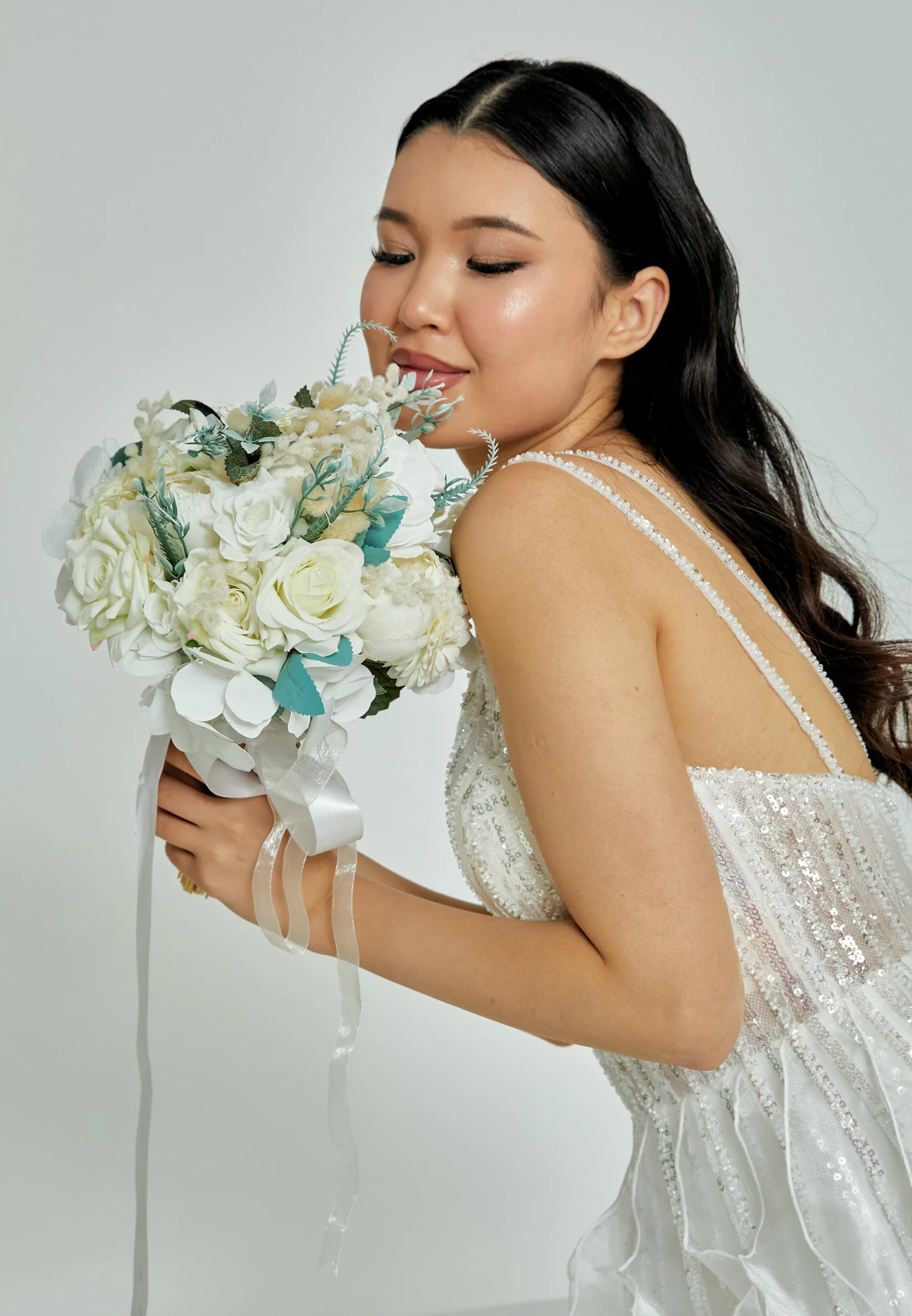 Roses Round Bridal Bouquet abbc003 - Image 3
