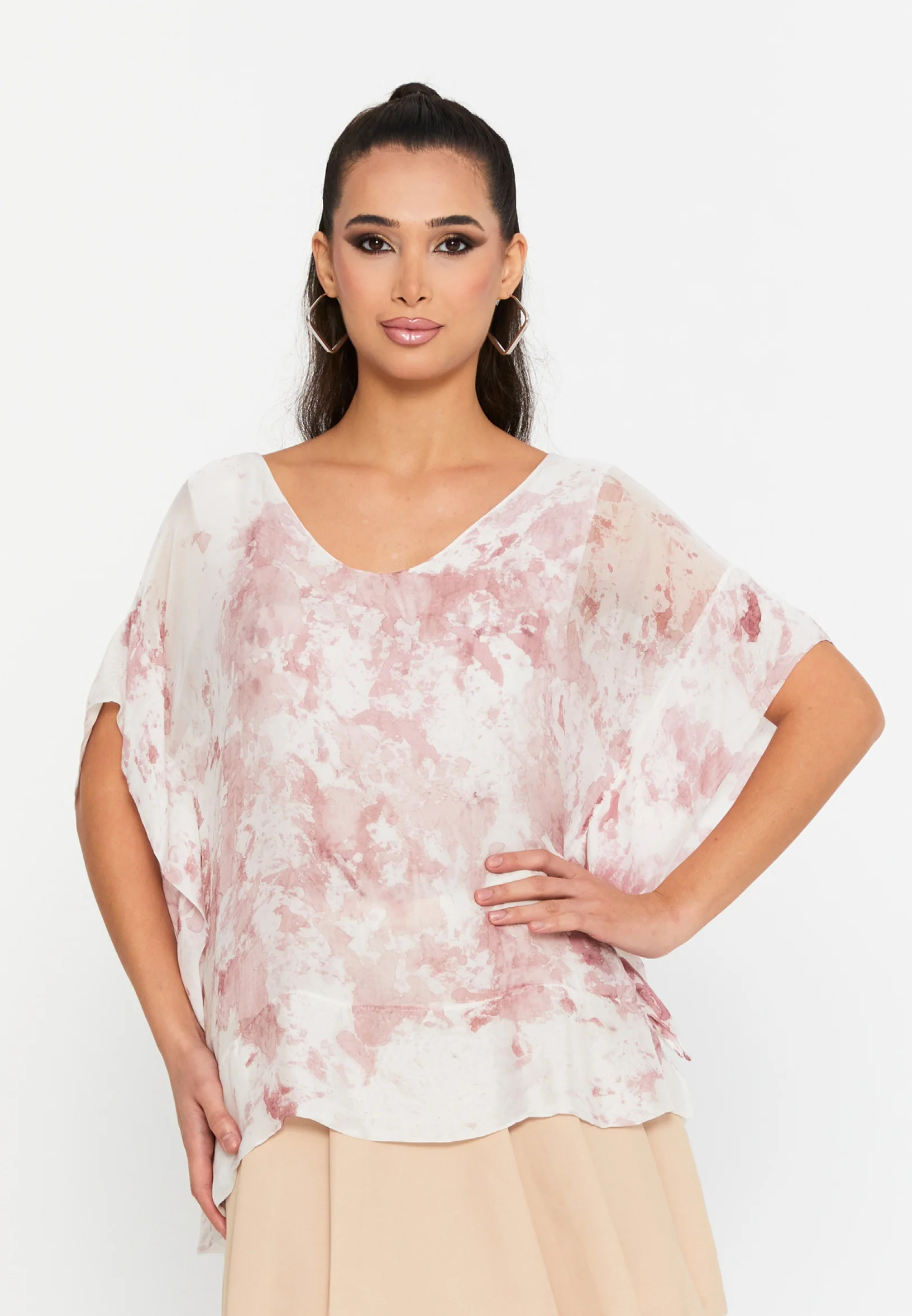 Short Sleeve Floral Regular Blouse cav46618 - Image 13