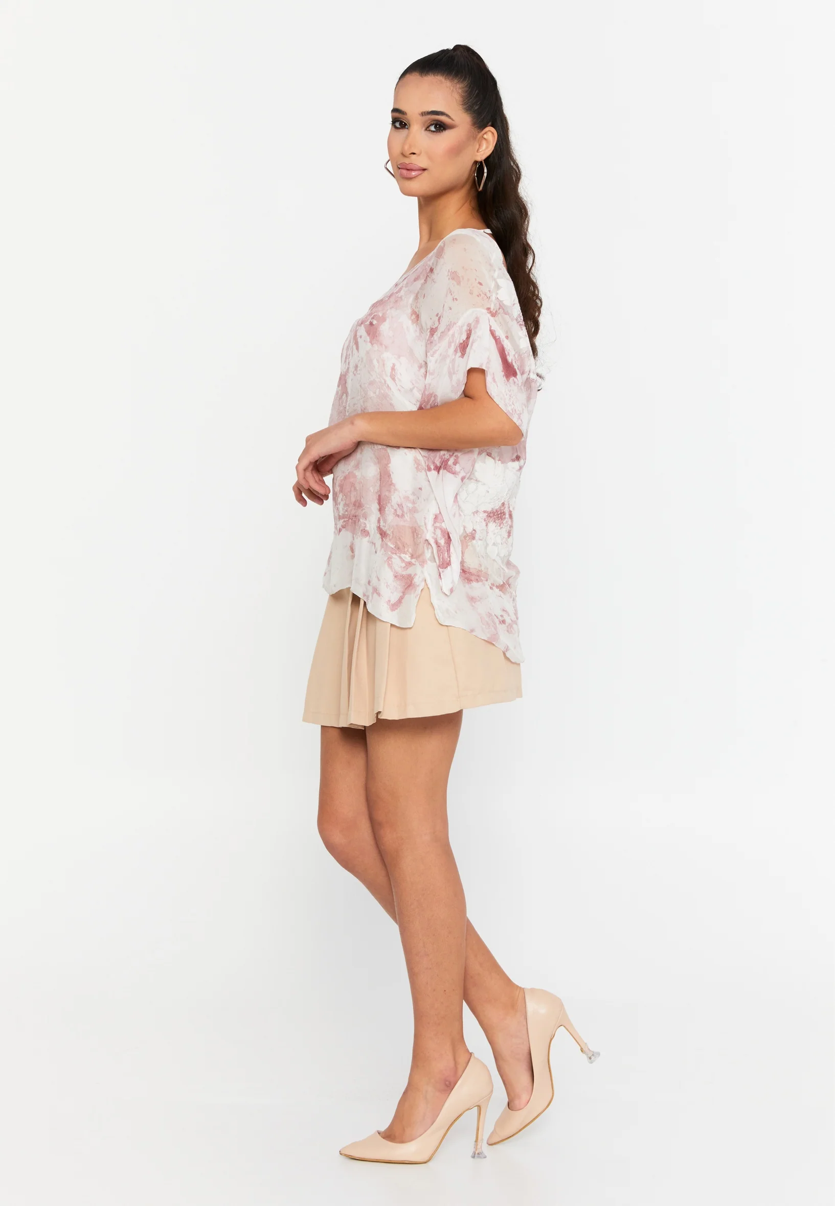 Short Sleeve Floral Regular Blouse cav46618 - Image 16