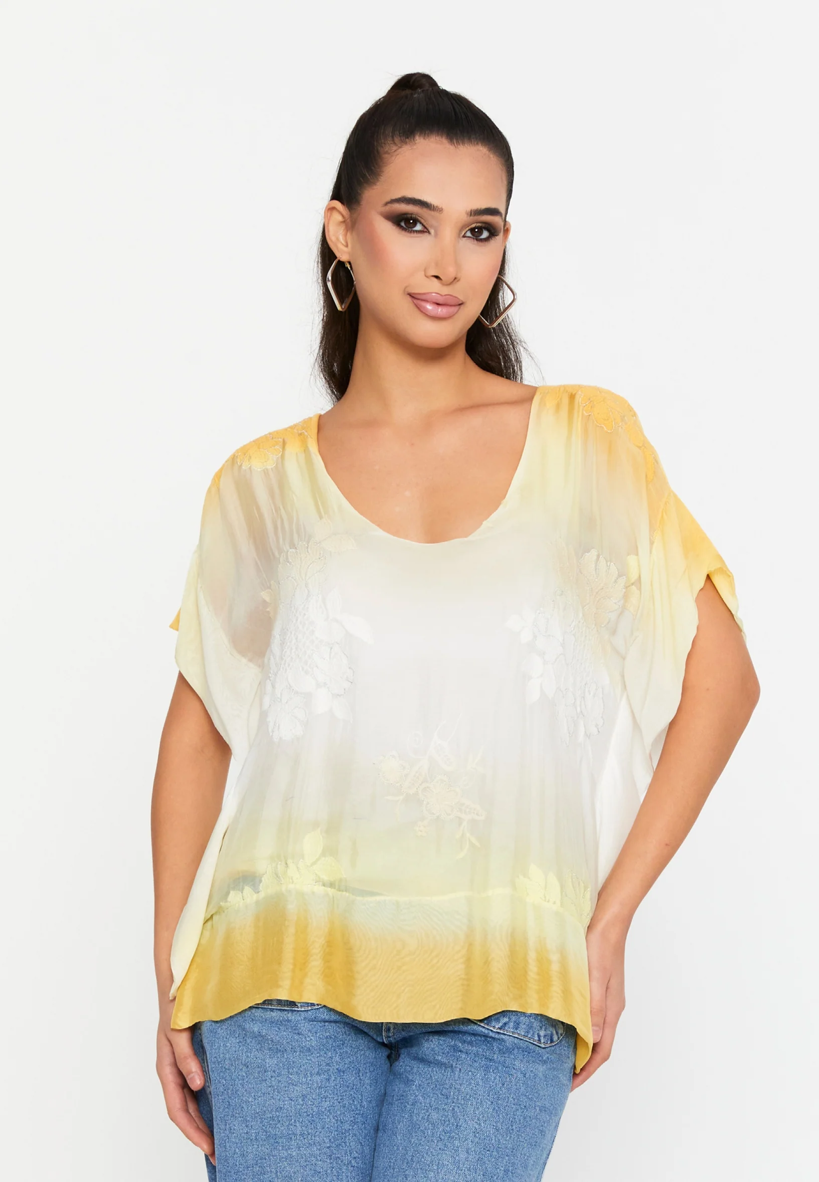 Short Sleeve Floral Regular Blouse cav46618 - Image 17