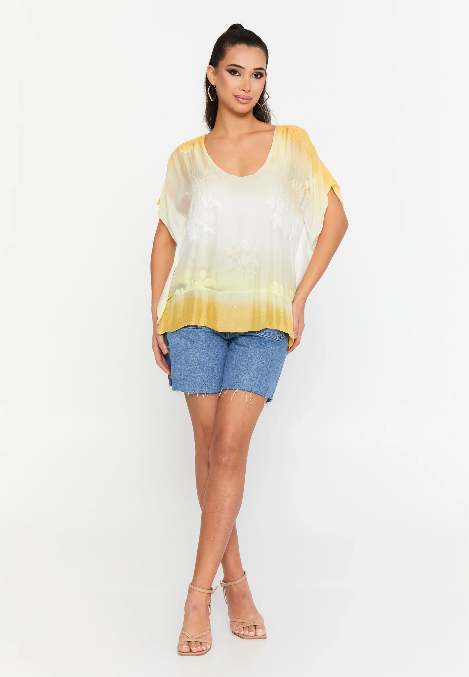 Short Sleeve Floral Regular Blouse cav46618 - Image 18