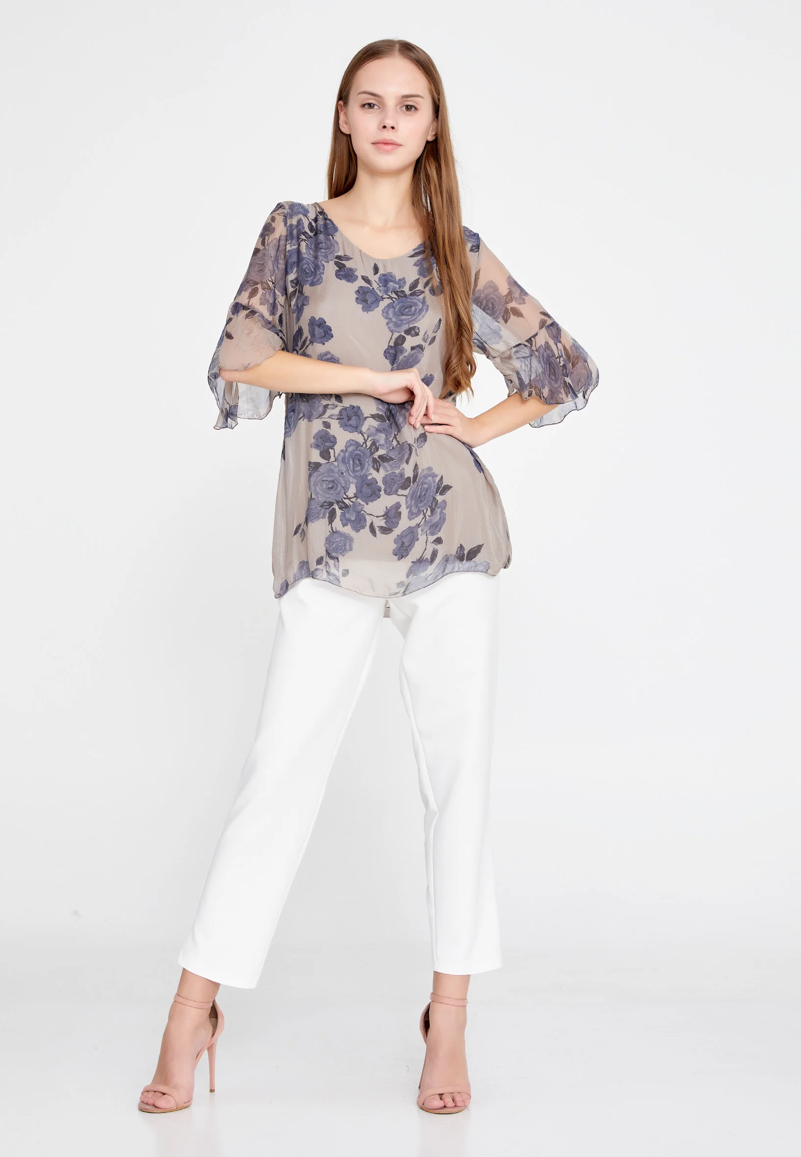 Short Sleeve Floral Regular Blouse esl5221 - Image 2