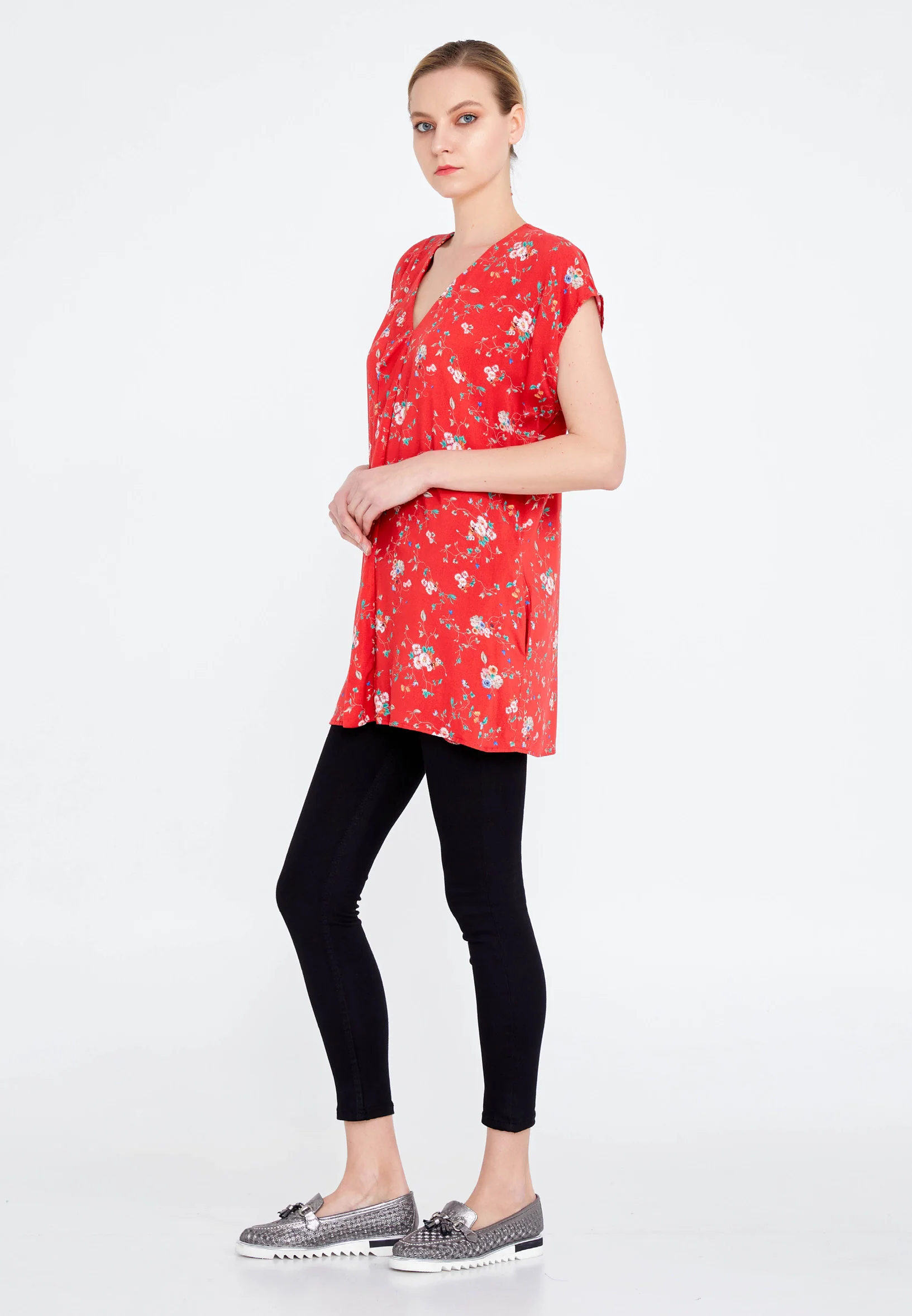 Short Sleeve Floral Regular Blouse faiu36390 - Image 3