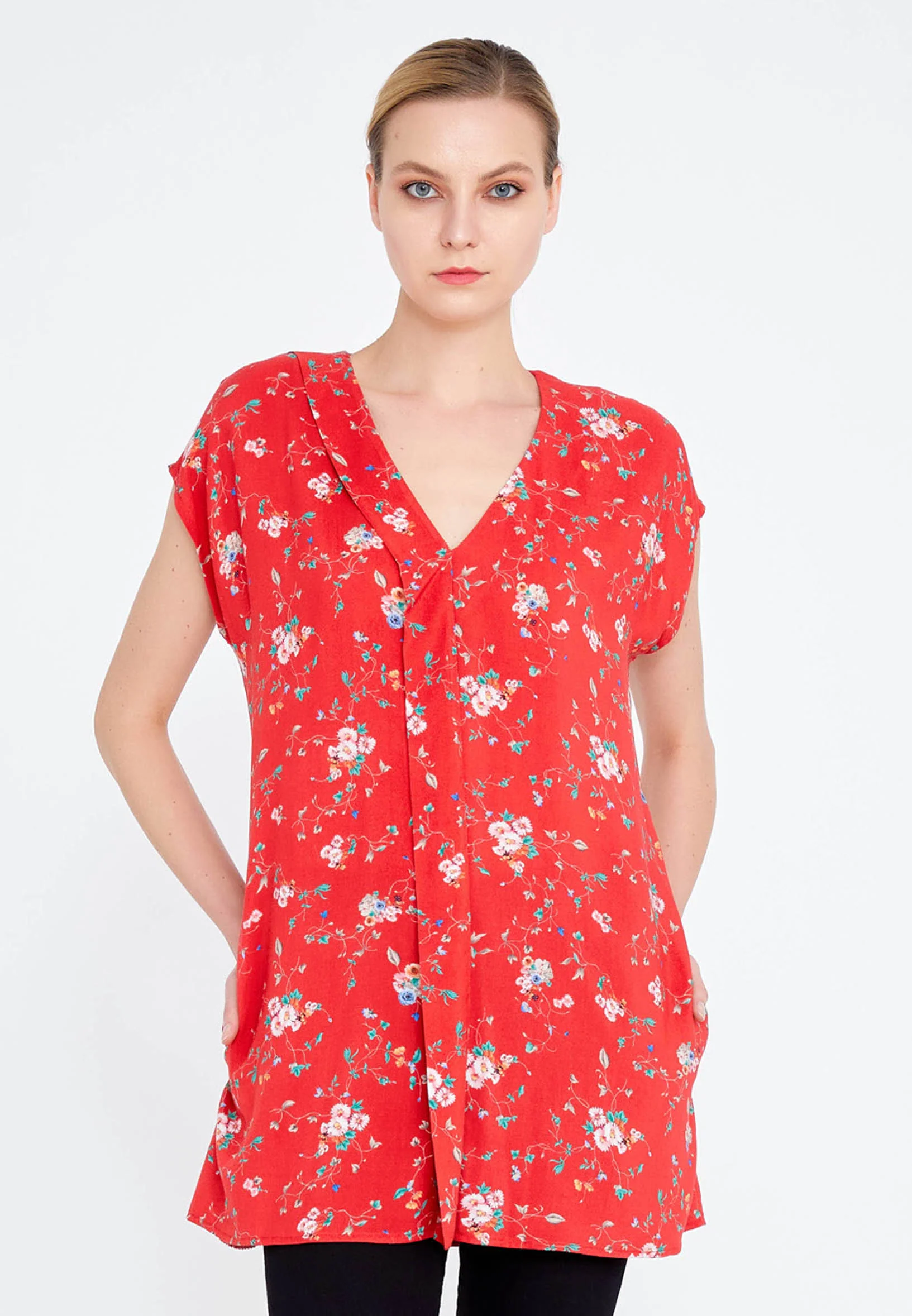 Short Sleeve Floral Regular Blouse faiu36390 - Image 4