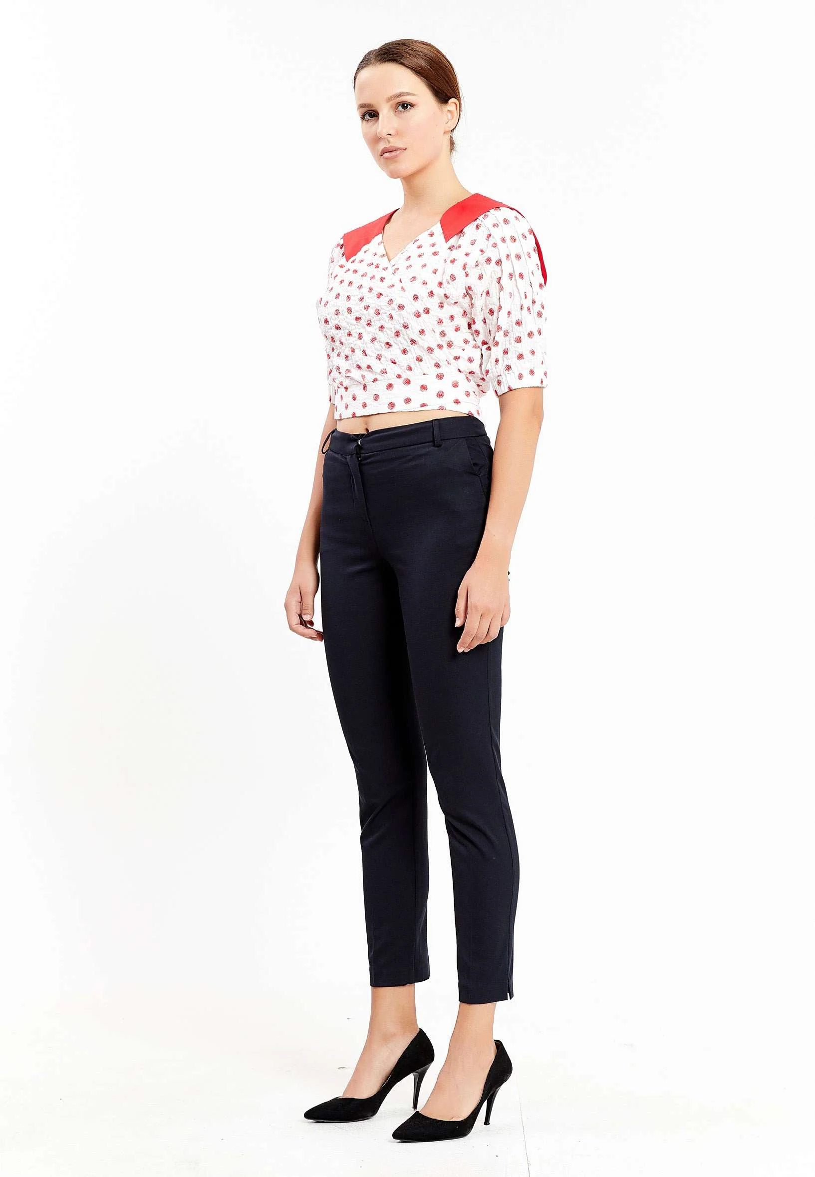 Short Sleeve Geometric Regular Blouse kmy10238 - Image 7