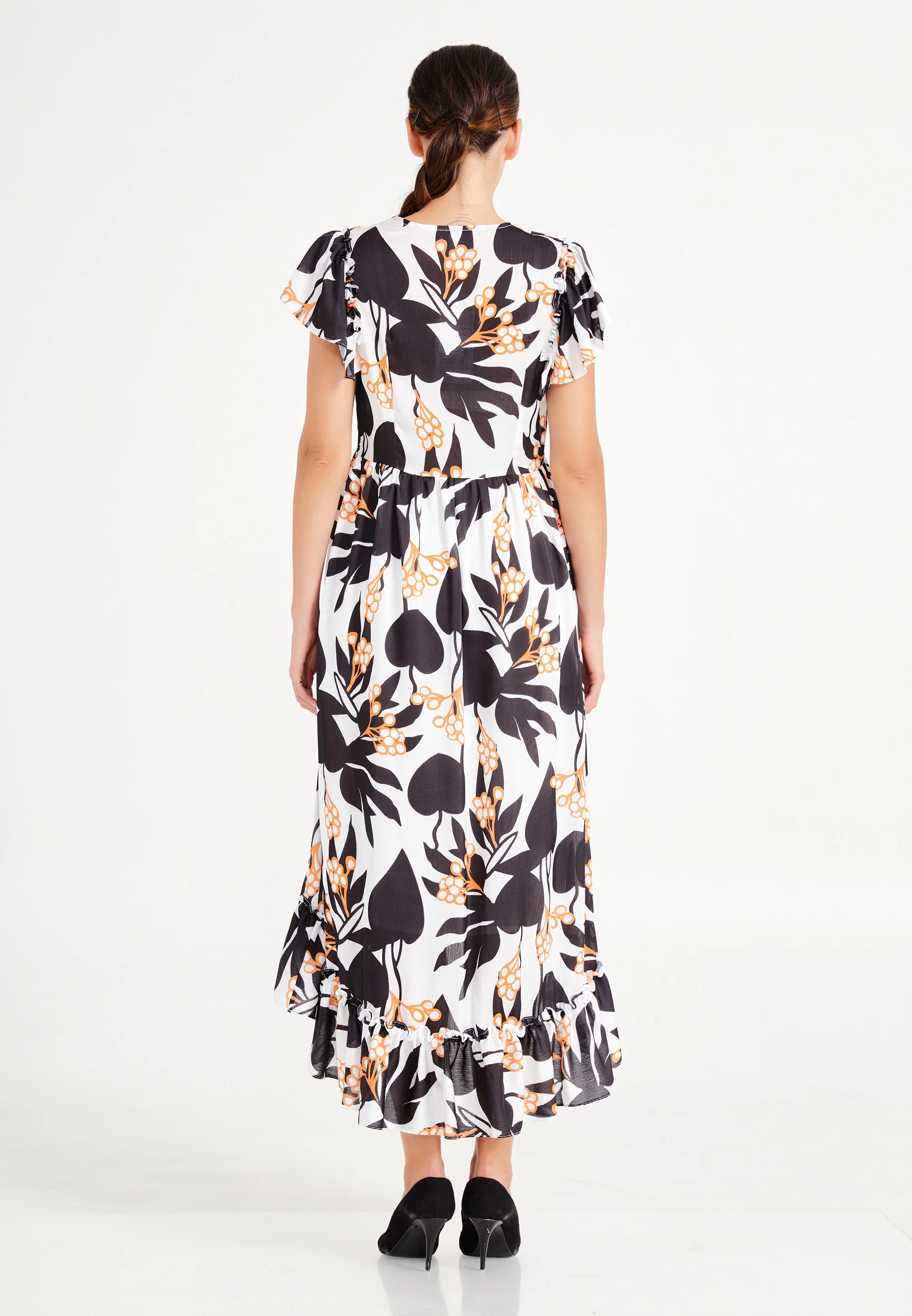 Short Sleeve High-Low Chiffon Column Regular Casual Dress ber20y5145 - Image 6