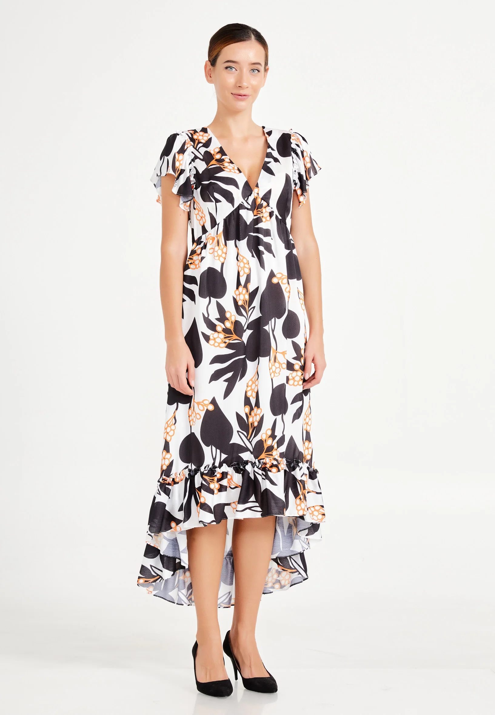 Short Sleeve High-Low Chiffon Column Regular Casual Dress ber20y5145 - Image 7