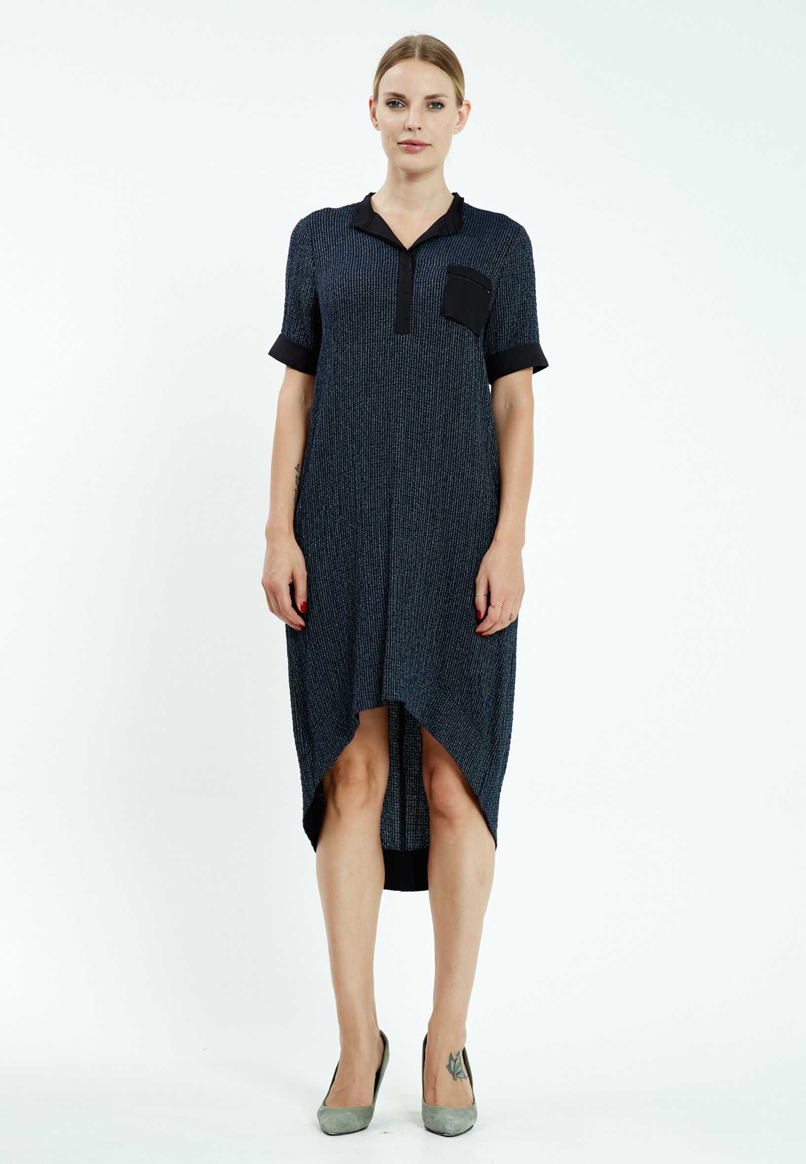 Short Sleeve High-Low Crepe Column Regular Casual Dress mis18260 - Image 5