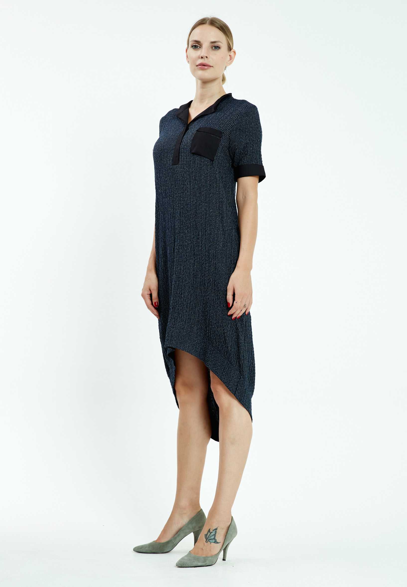 Short Sleeve High-Low Crepe Column Regular Casual Dress mis18260 - Image 7