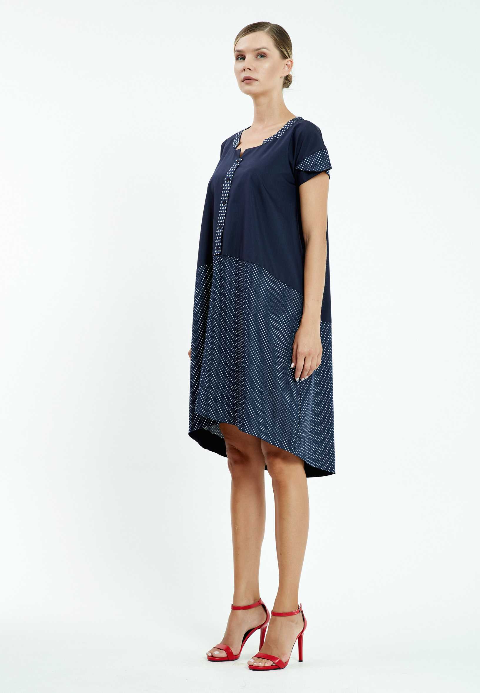 Short Sleeve High-Low Crepe Column Regular Casual Dress mis18432 - Image 3