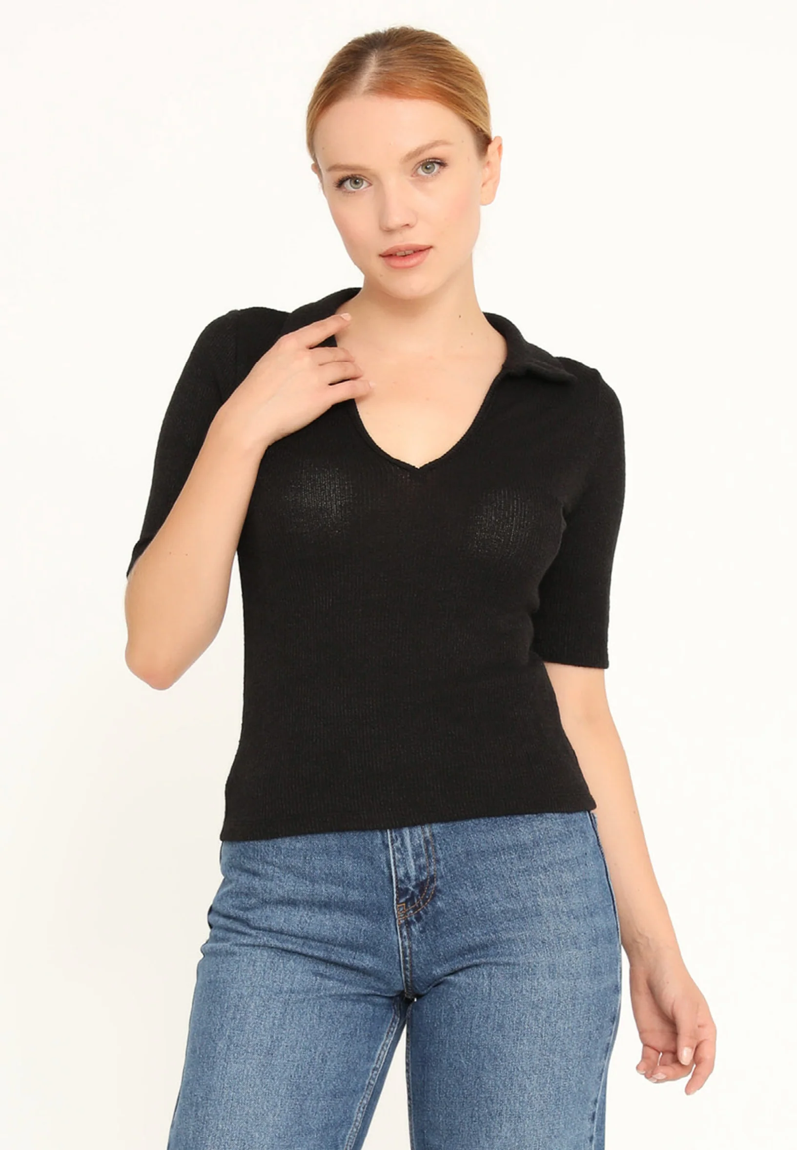 Short Sleeve Knitwear Solid Color Regular Sweater ber22k4113 - Image 4