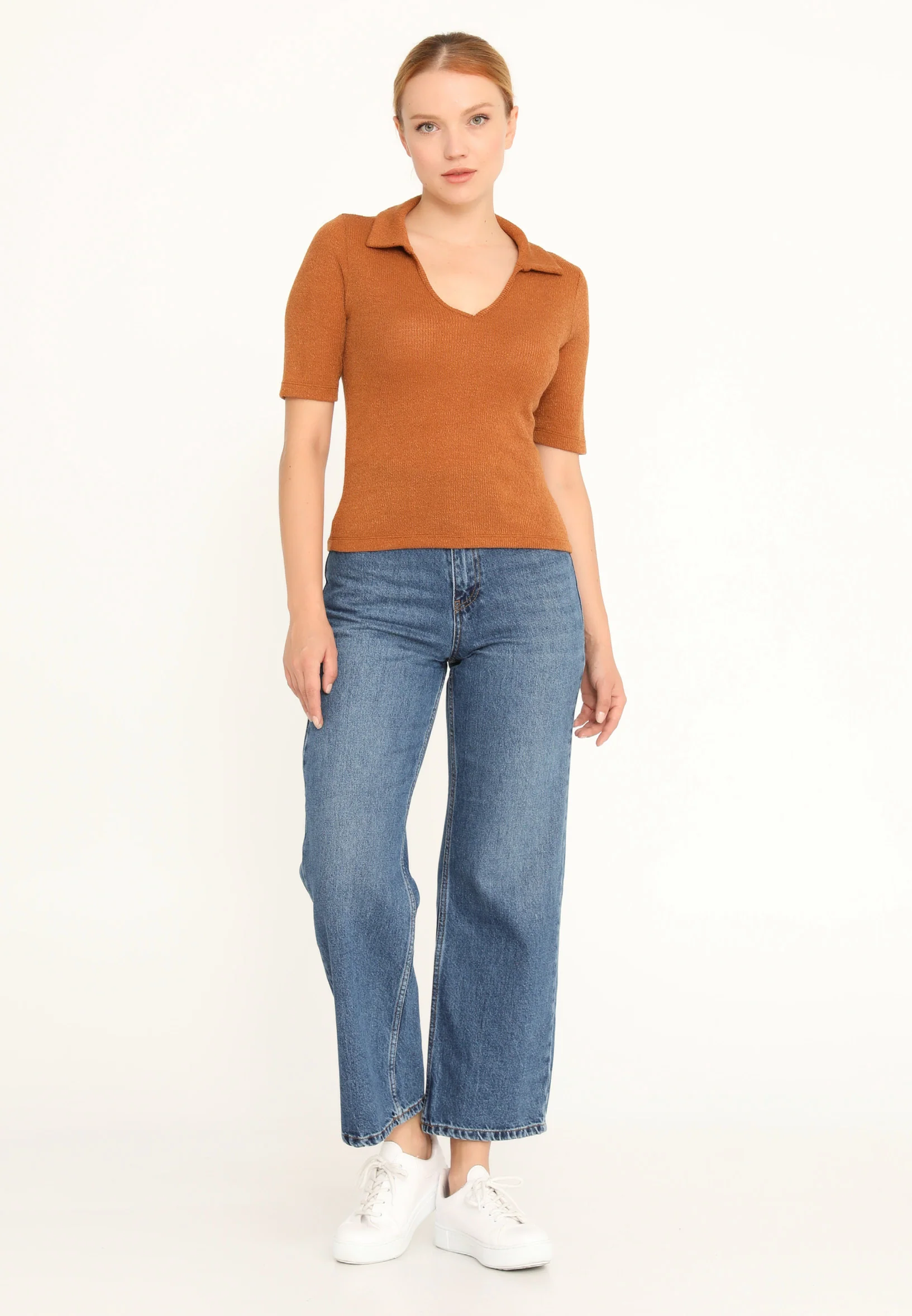 Short Sleeve Knitwear Solid Color Regular Sweater ber22k4113 - Image 5