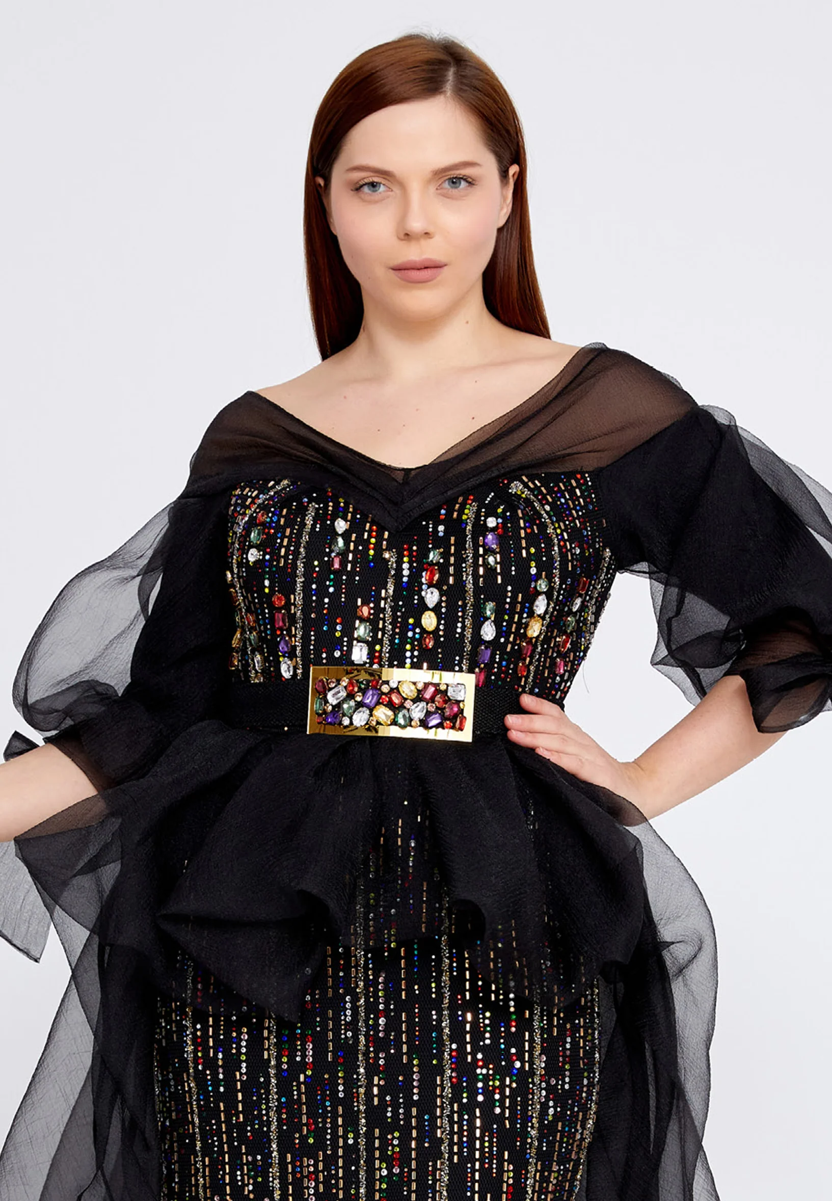 Short Sleeve Maxi Chiffon A - Line Plus Size Prom Dress crm0880-b - Image 4