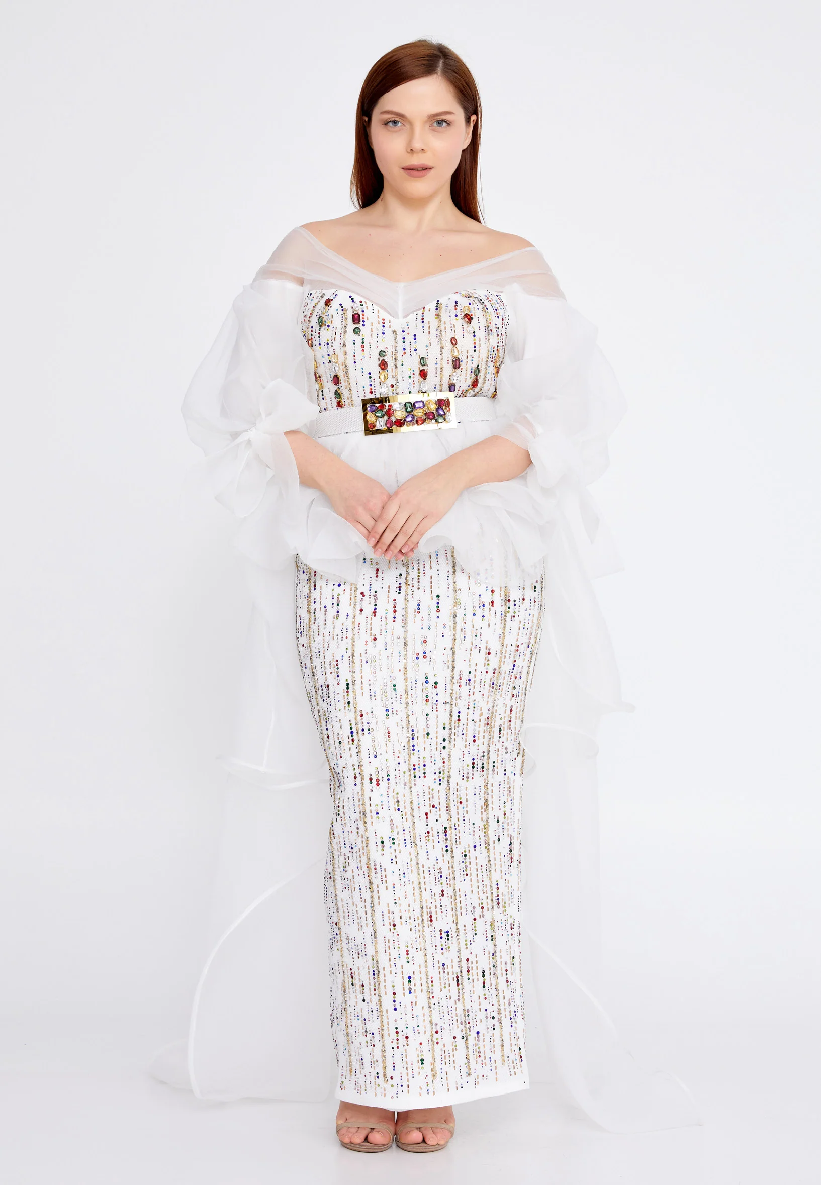 Short Sleeve Maxi Chiffon A - Line Plus Size Prom Dress crm0880-b - Image 5