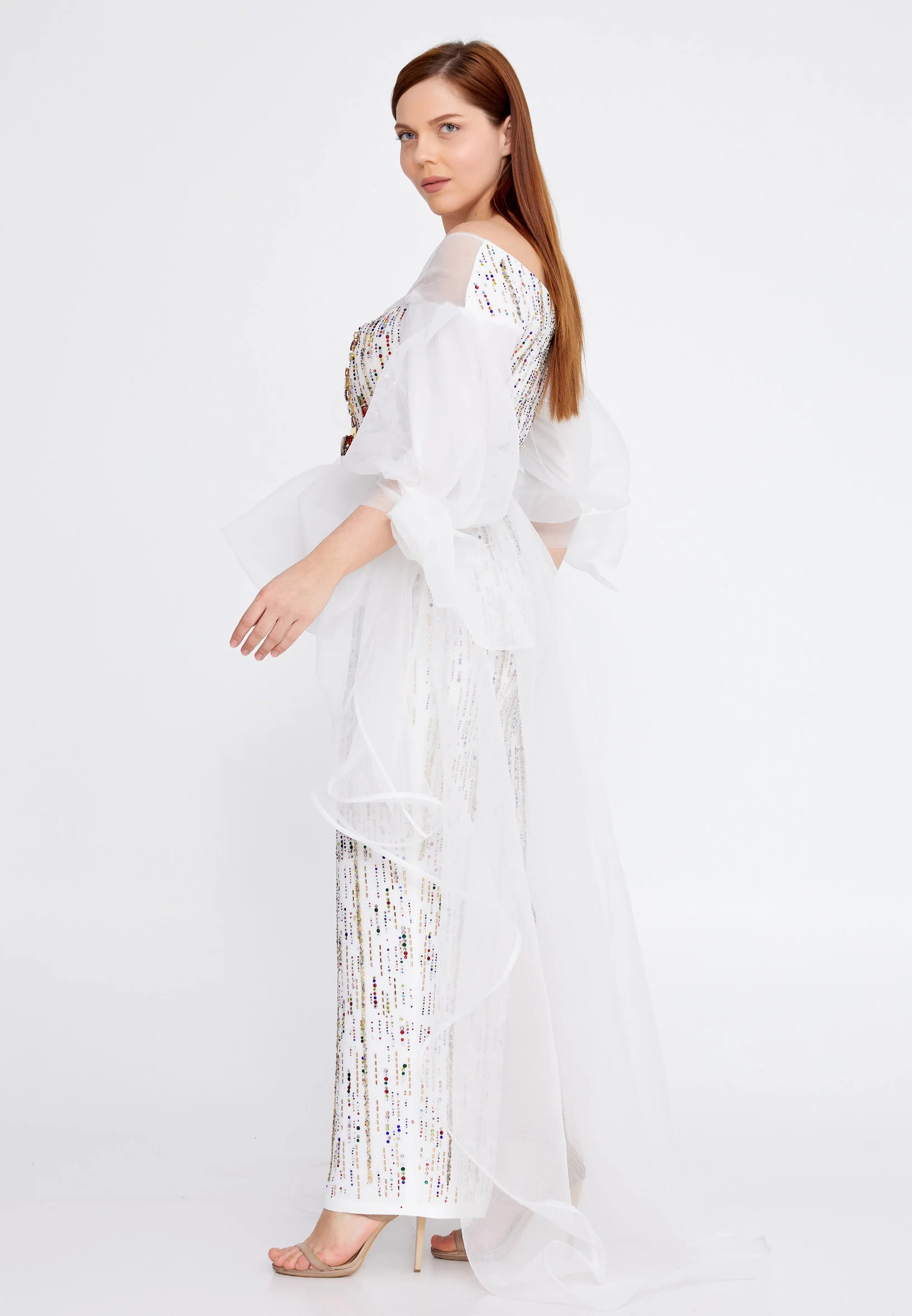 Short Sleeve Maxi Chiffon A - Line Plus Size Prom Dress crm0880-b - Image 7