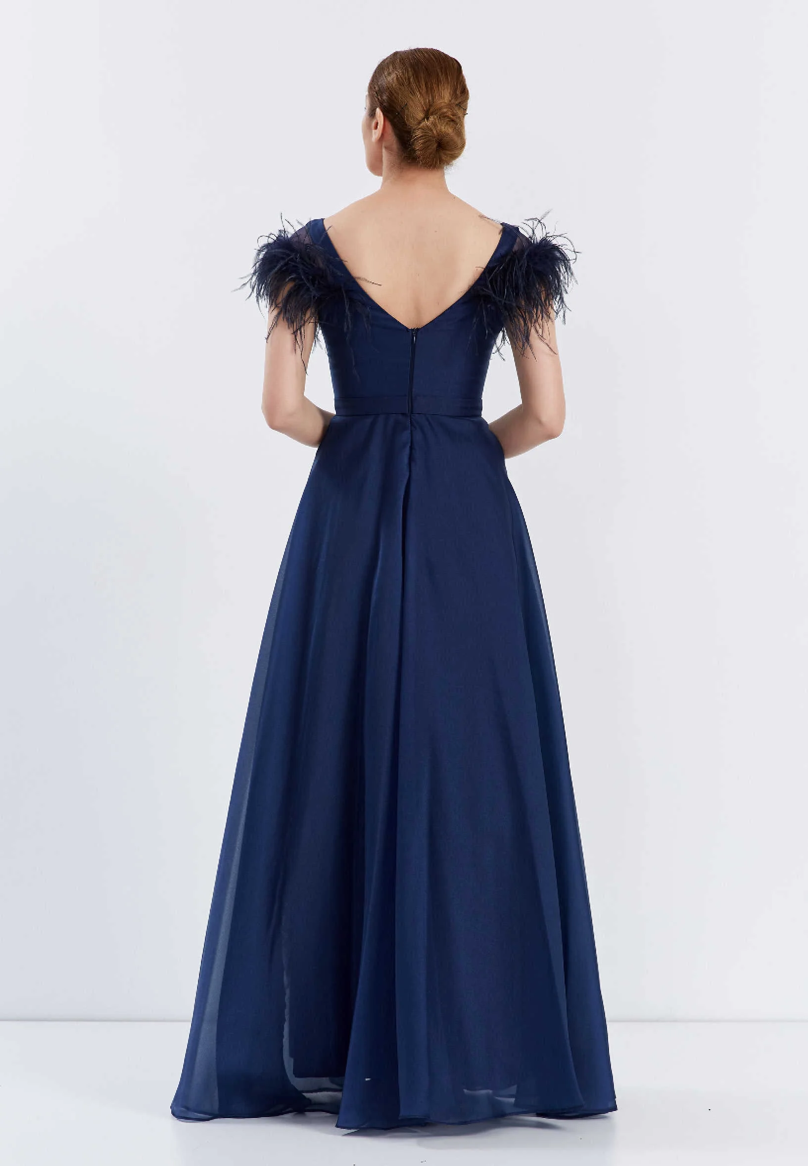 Short Sleeve Maxi Chiffon A - Line Regular Prom Dress frc6376 - Image 10