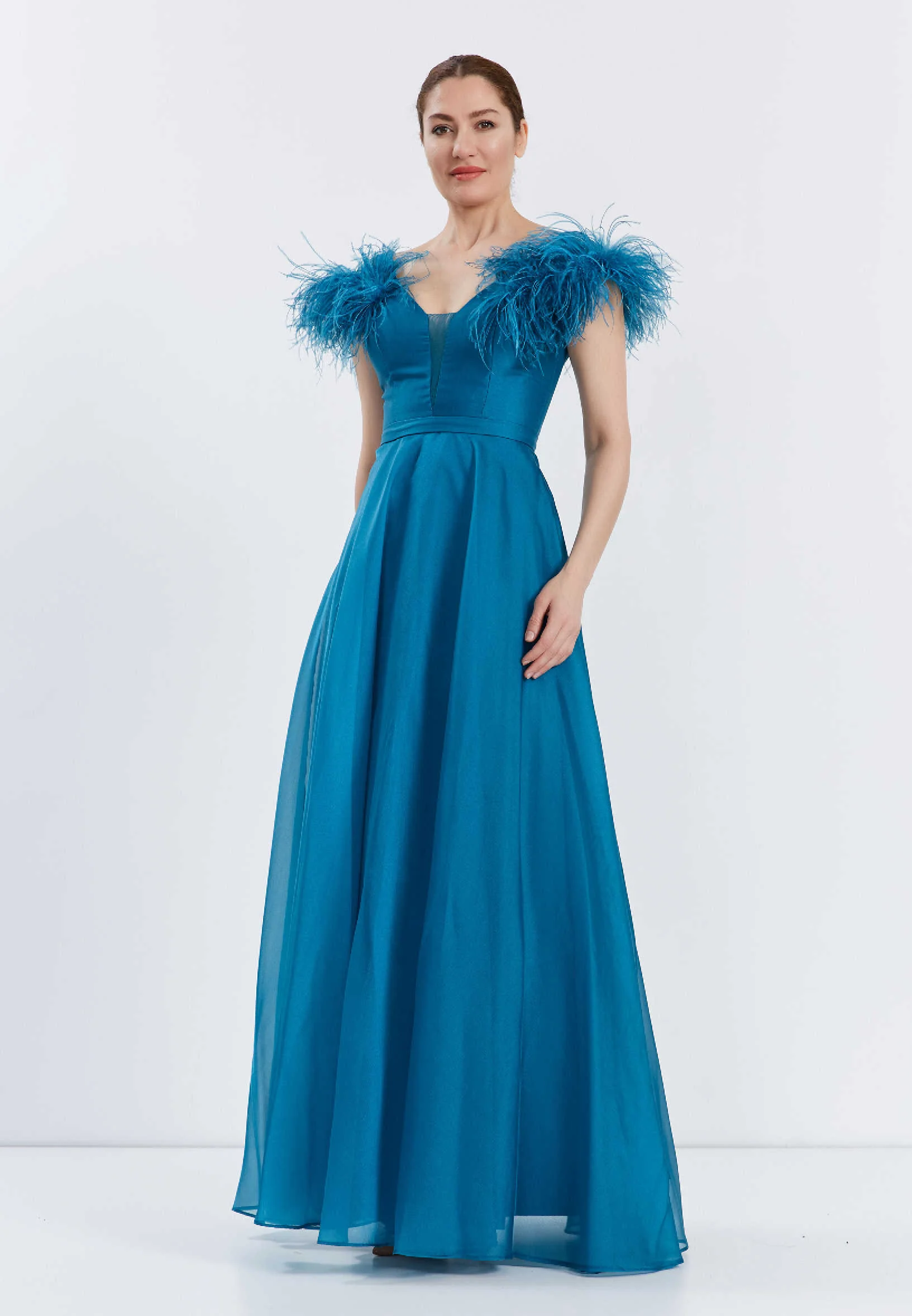 Short Sleeve Maxi Chiffon A - Line Regular Prom Dress frc6376 - Image 3