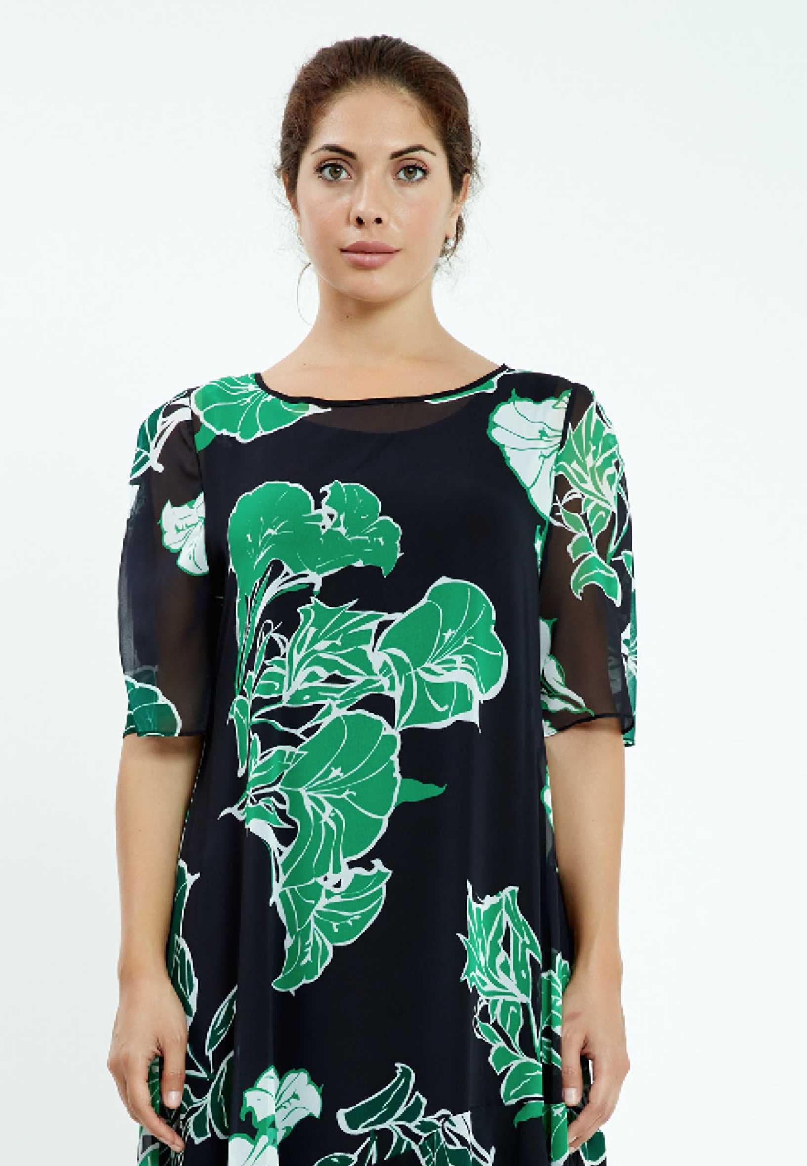 Short Sleeve Maxi Chiffon Column Plus Size Casual Dress ayb20y9501 - Image 4